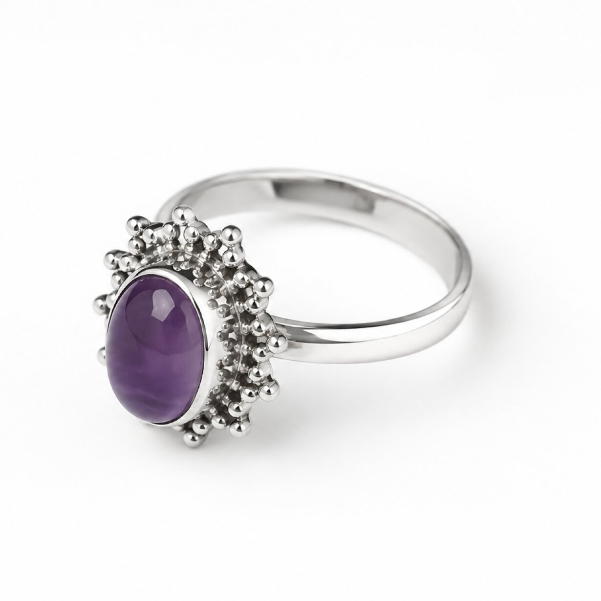 Clear deep purple Amethyst oval 925 Sterling Silver Ring Size 6.50 – photo 3