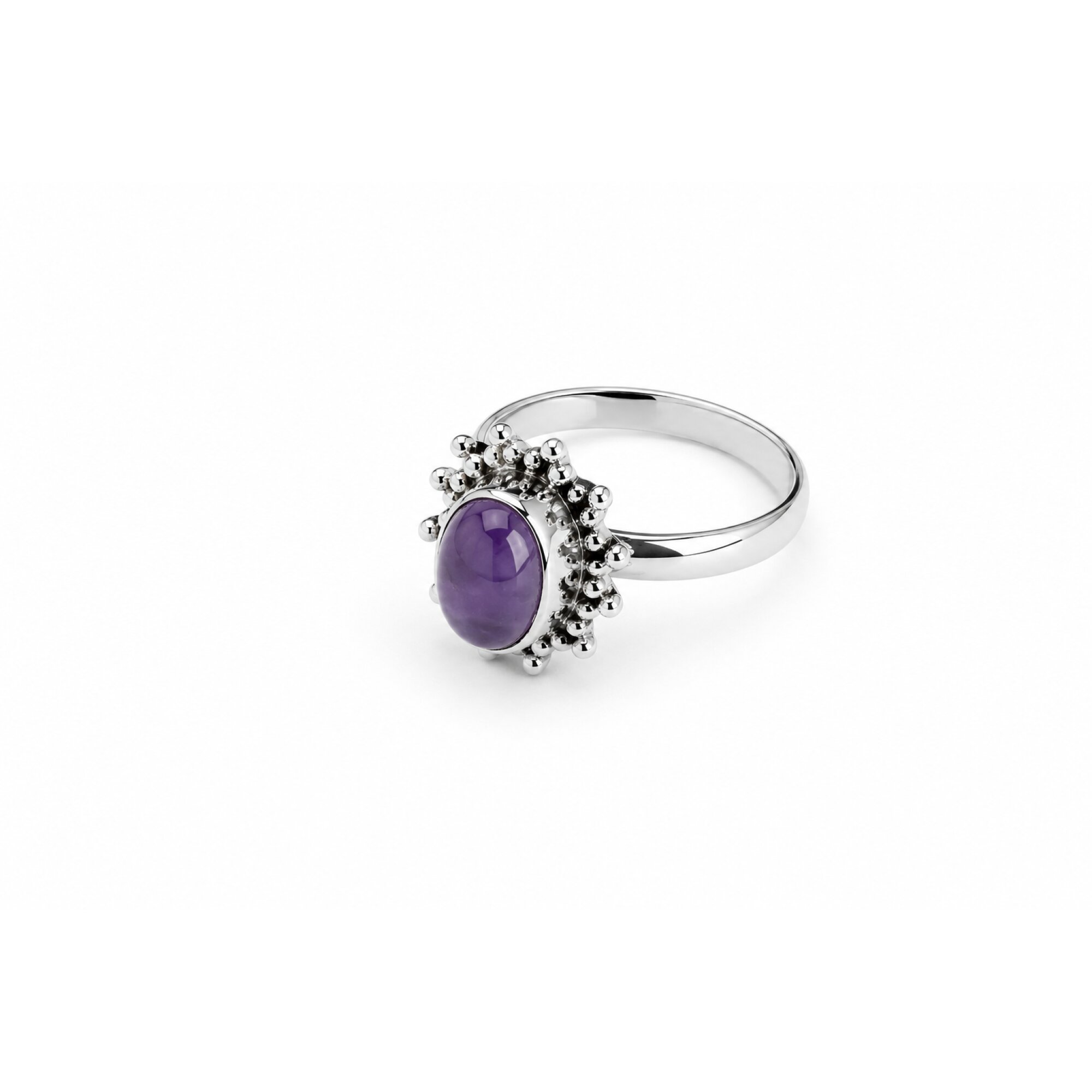 Clear deep purple Amethyst oval 925 Sterling Silver Ring Size 6.50 – photo 4