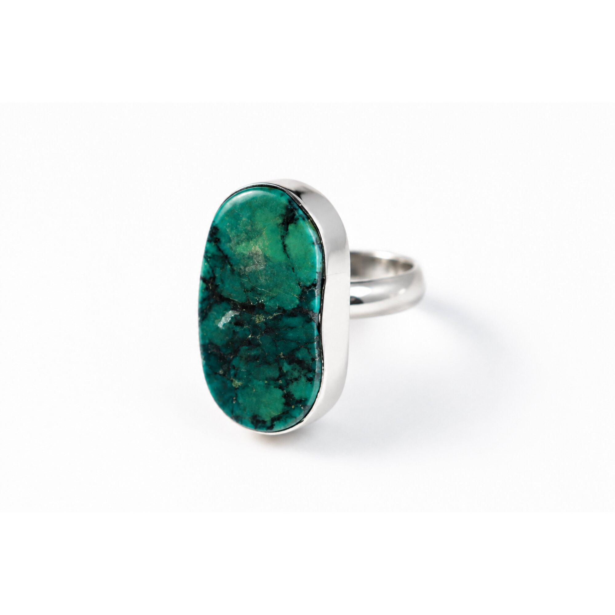 Opaque deep green Turquoise oval 925 Sterling Silver Ring Size 9.00 – photo 5