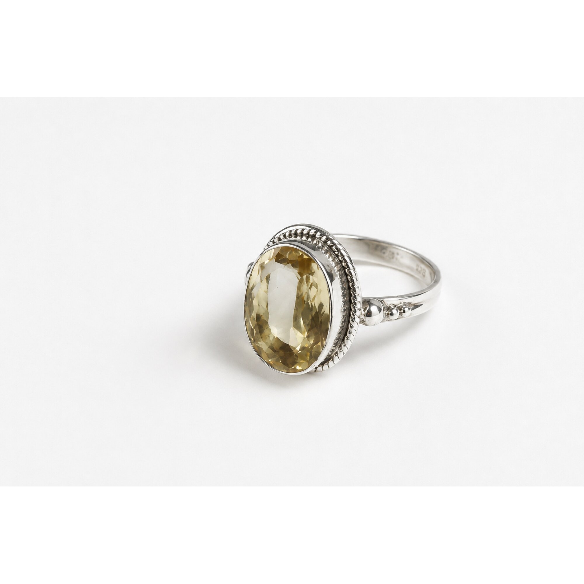 Clear light yellow Natural Citrine oval 925 Sterling Silver Ring Size 8.50 – photo 3