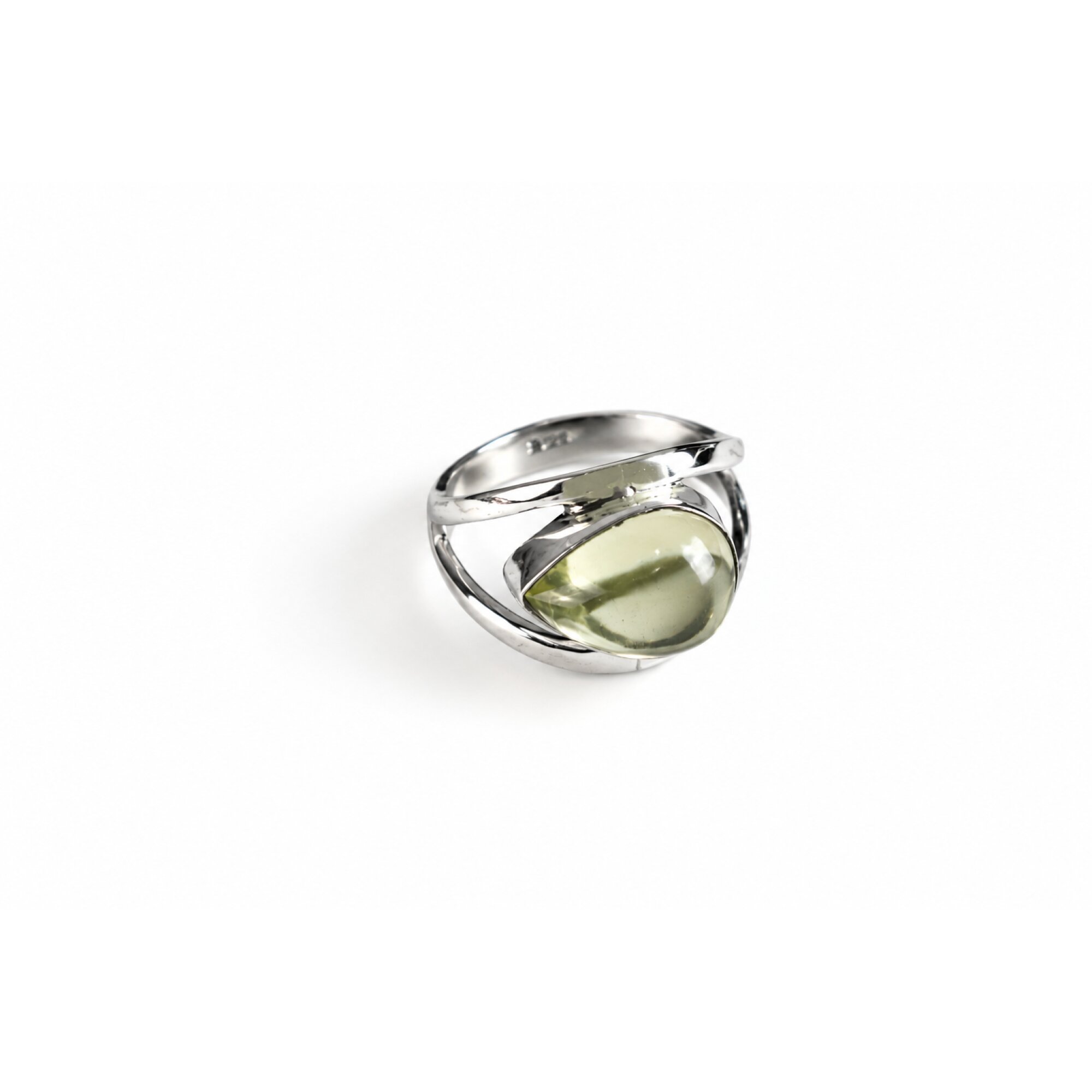 Clear light green Prehnite teardrop 925 Sterling Silver Ring Size 7.75 – photo 7
