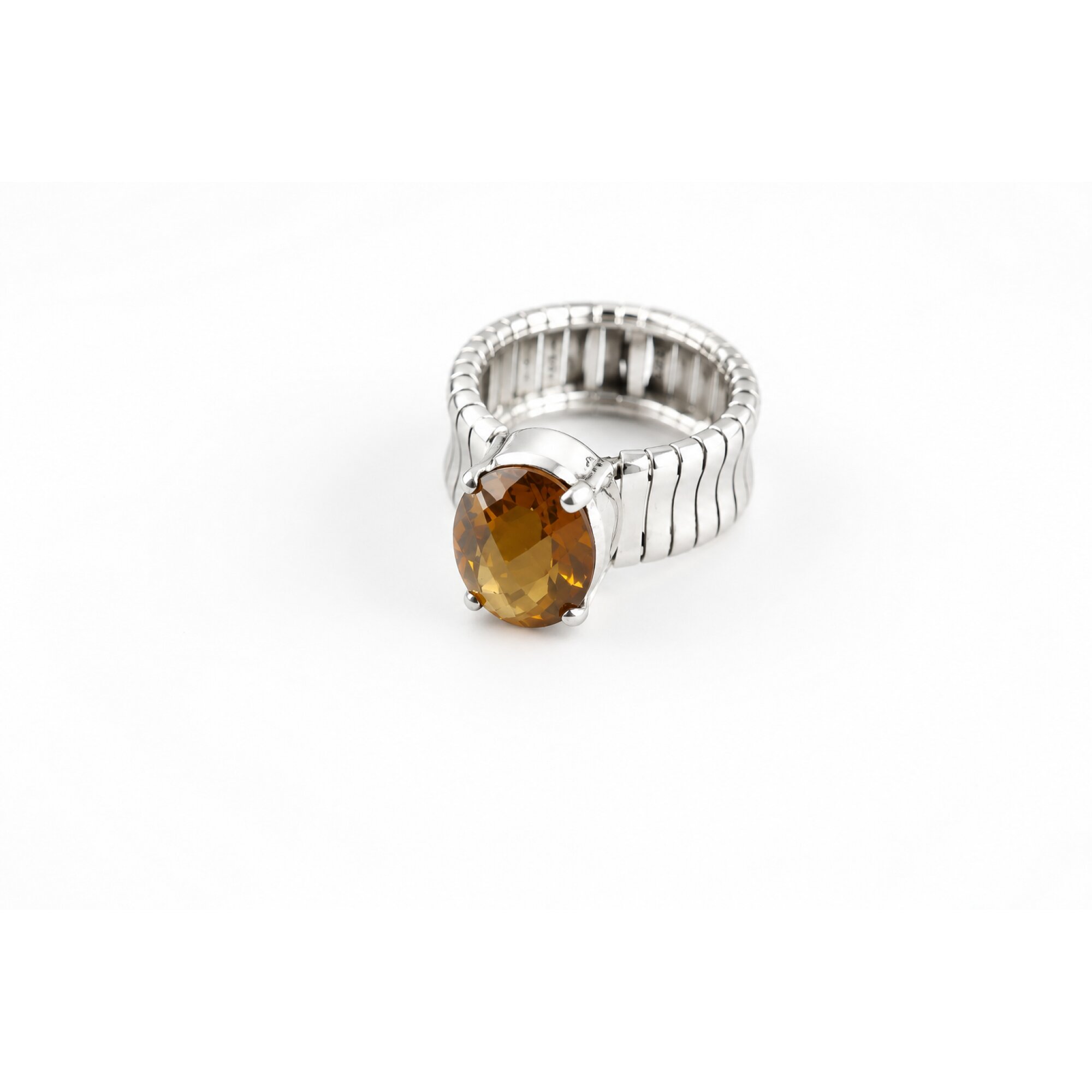 Clear Orange Natural Citrine oval 925 Sterling Silver Ring Size 7.50 – photo 2