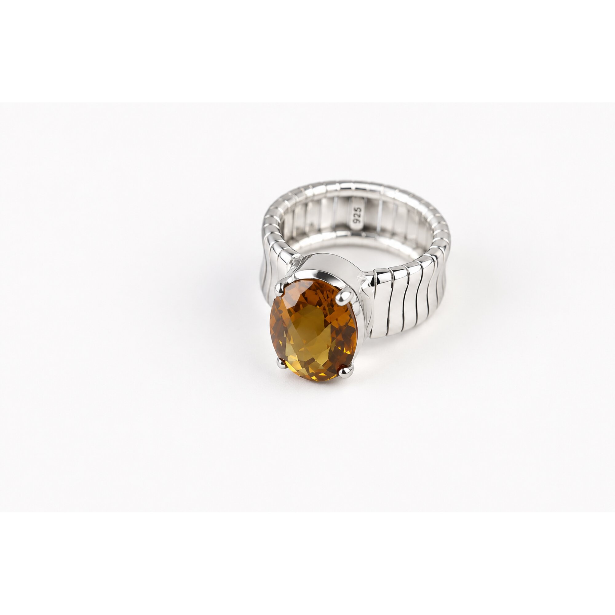 Clear Orange Natural Citrine oval 925 Sterling Silver Ring Size 7.50 – photo 3