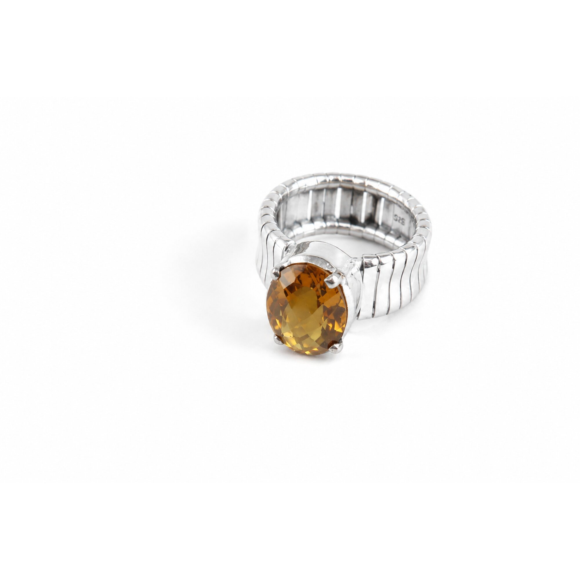 Clear Orange Natural Citrine oval 925 Sterling Silver Ring Size 7.50 – photo 4