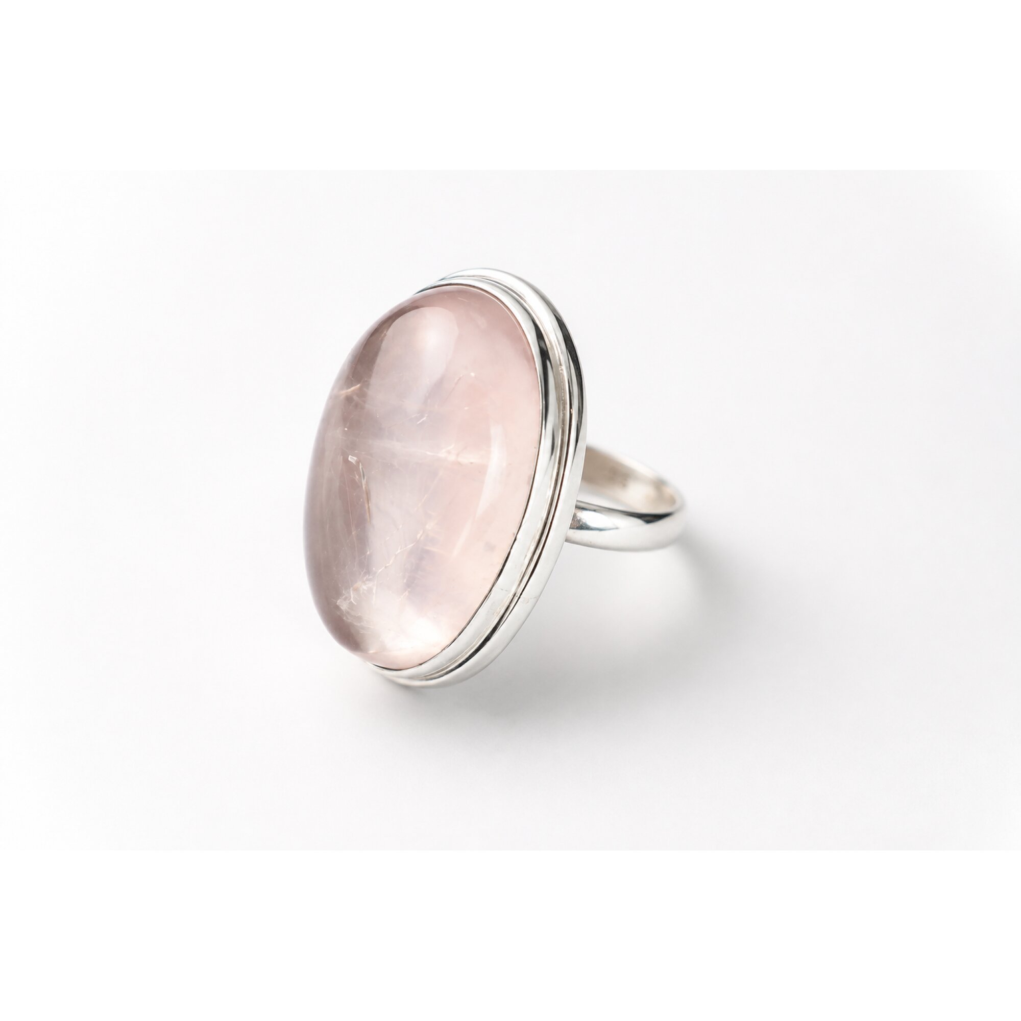 Clear Pink Natural Rose Quartz. oval 925 Sterling Silver Ring Size 7.00 – photo 6