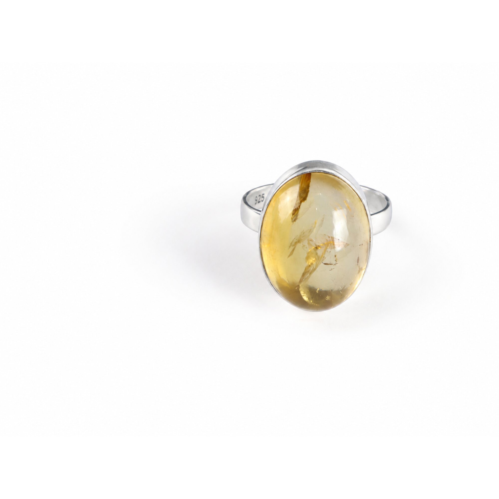 Clear golden Natural Rutilated Quartz oval 925 Sterling Silver Ring Size 6.75 – photo 8