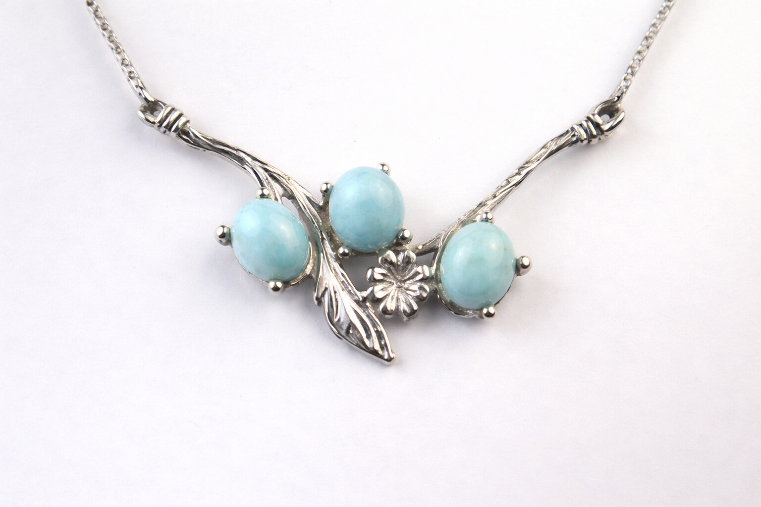 Natural Sky Blue Larimar .925 Sterling Silver Pendant Chain Necklace 20 inch – photo 4