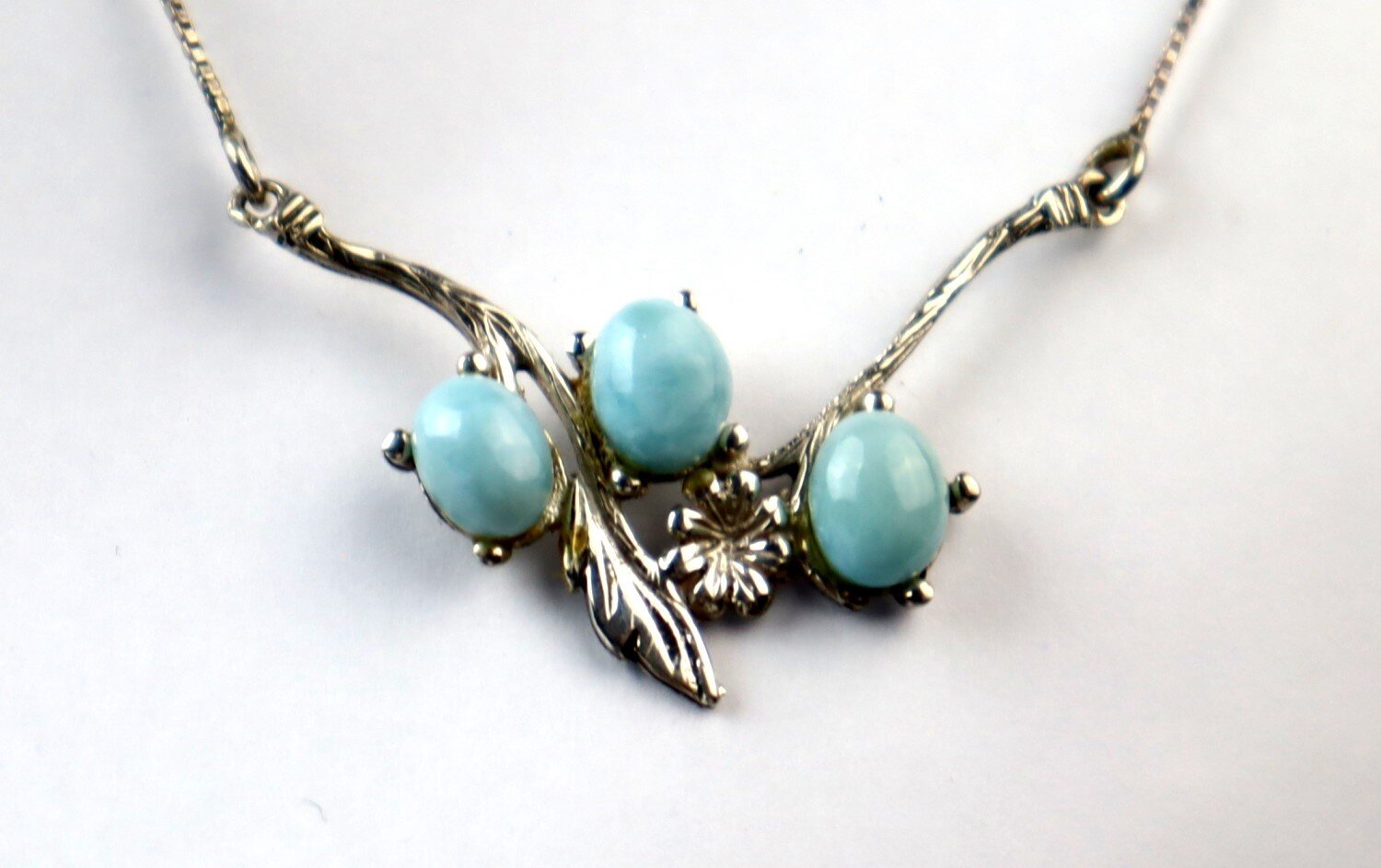 Natural Sky Blue Larimar .925 Sterling Silver Pendant Chain Necklace 20 inch – photo 6