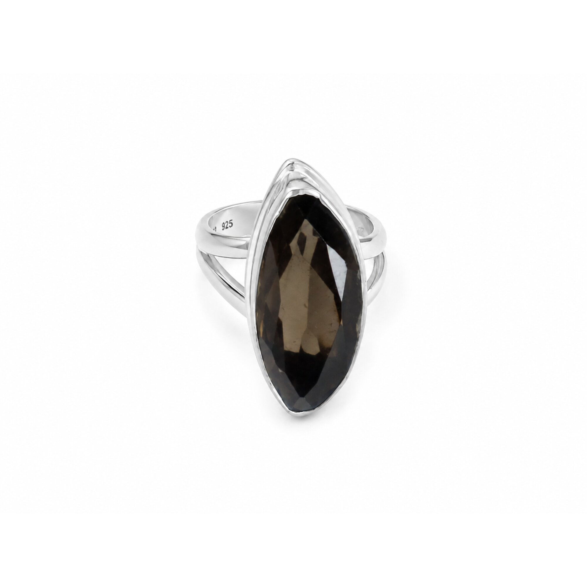 Clear brown Natural smokey quartz freeform 925 Sterling Silver Ring Size 6.50 – photo 2