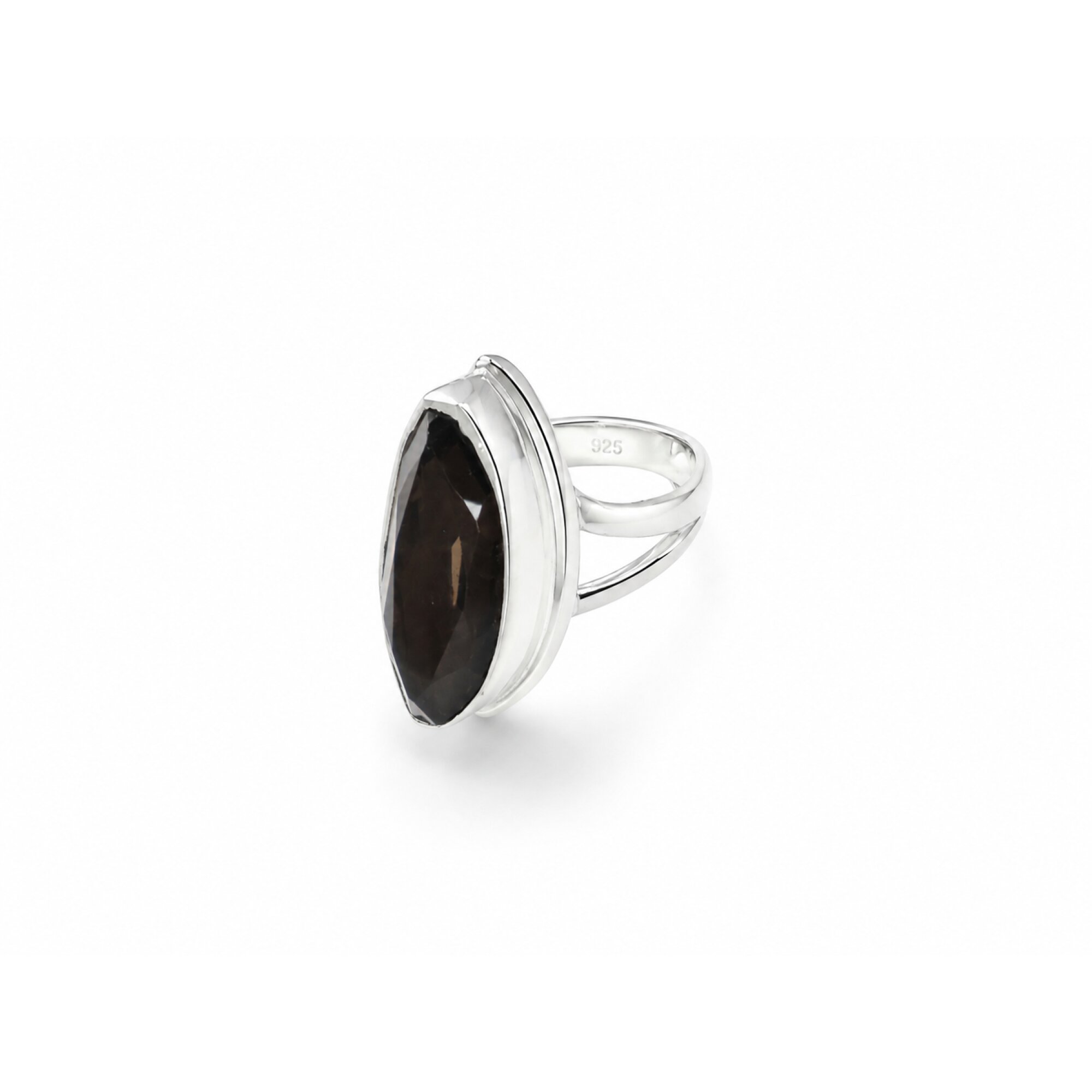 Clear brown Natural smokey quartz freeform 925 Sterling Silver Ring Size 6.50 – photo 3