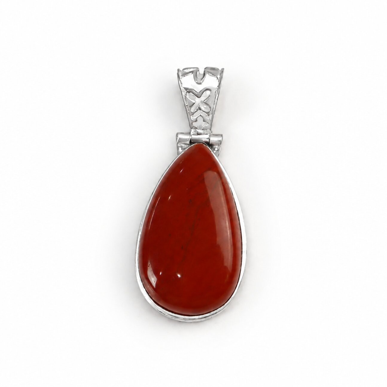 red Carnelian teardrop 925 Sterling Silver Pendant 49 mm