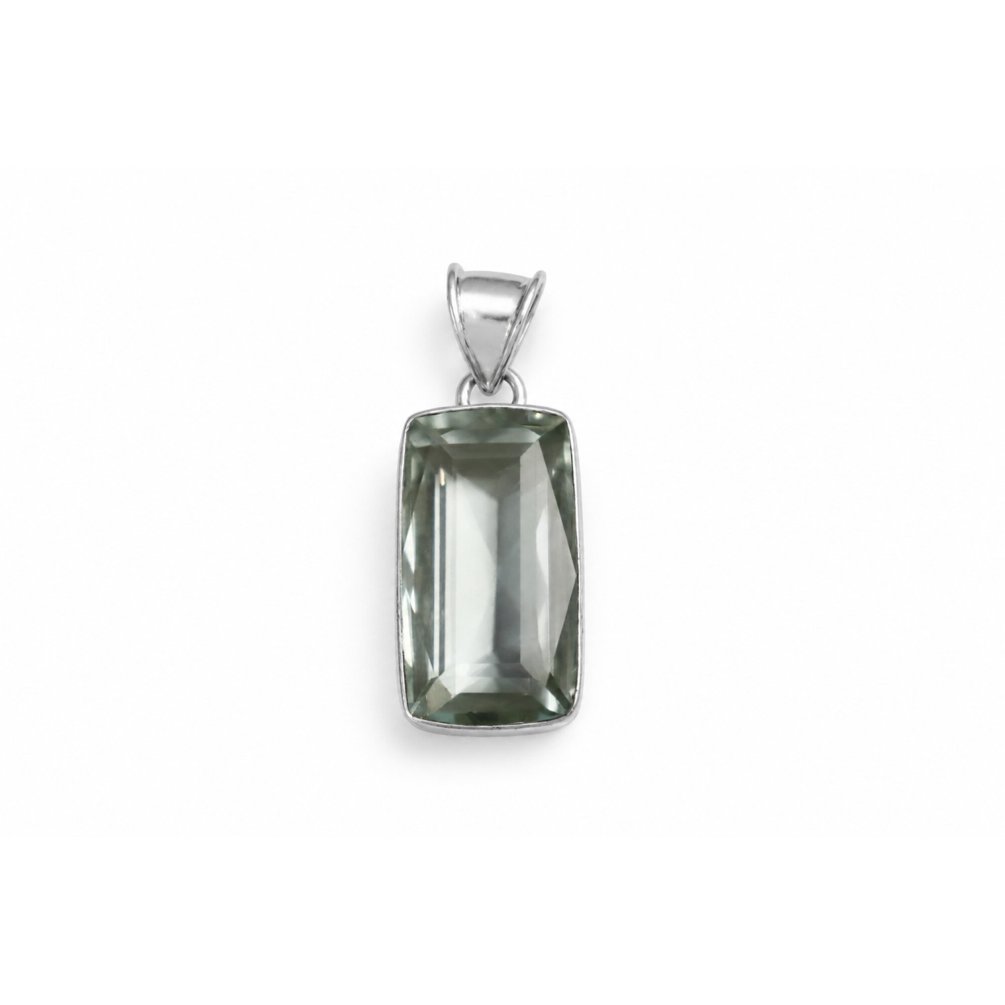 Green Natural Amethyst rectangular octagon cut 925 Sterling Silver Pendant 45 mm – photo 7