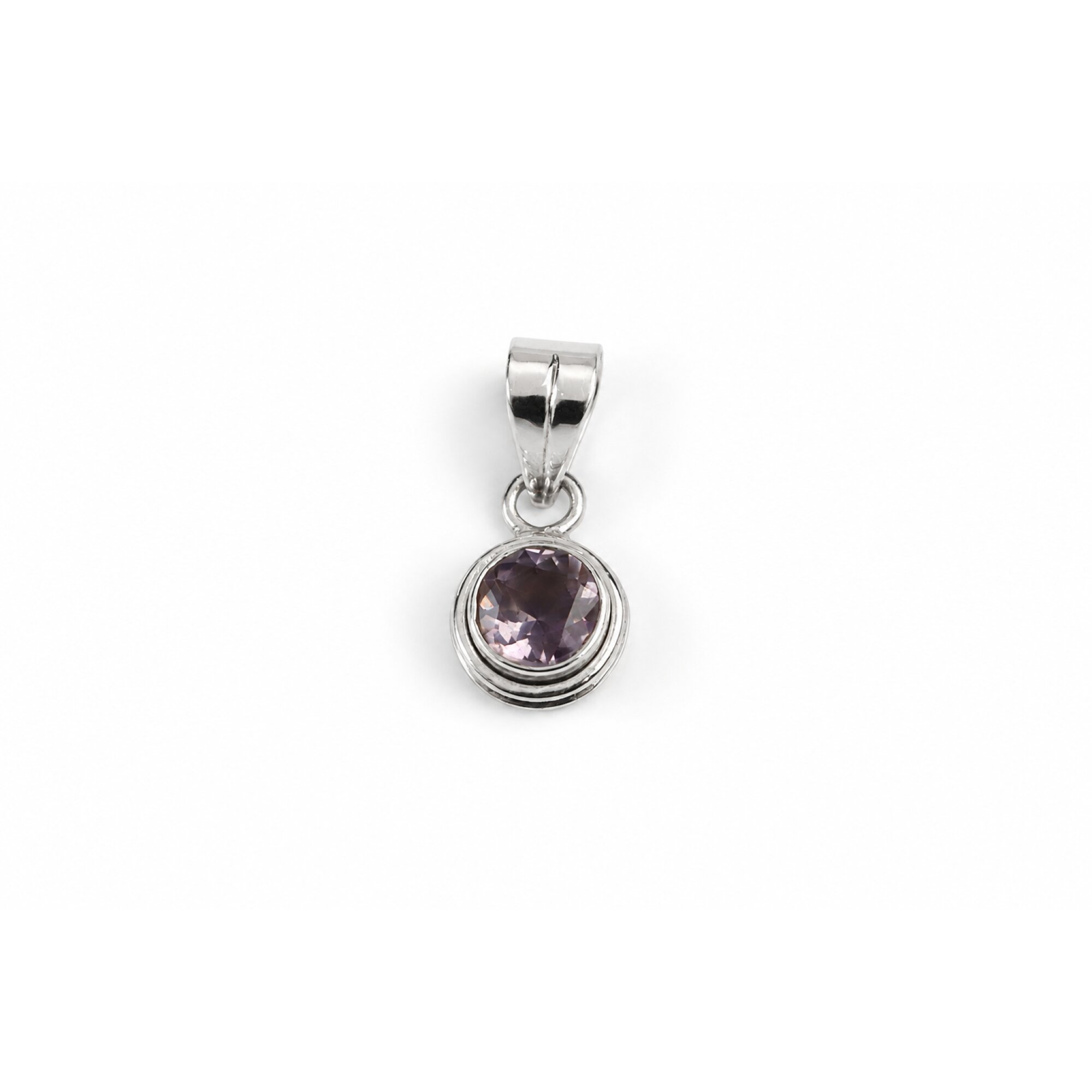 purple Natural amethyst round 925 Sterling Silver Pendant 29 mm – photo 6