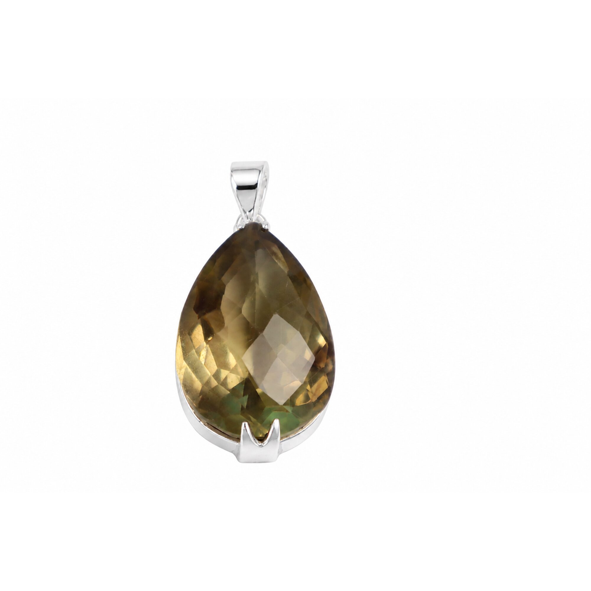 Brown Natural Smokey Quartz teardrop 925 Sterling Silver Pendant 44 mm – photo 6