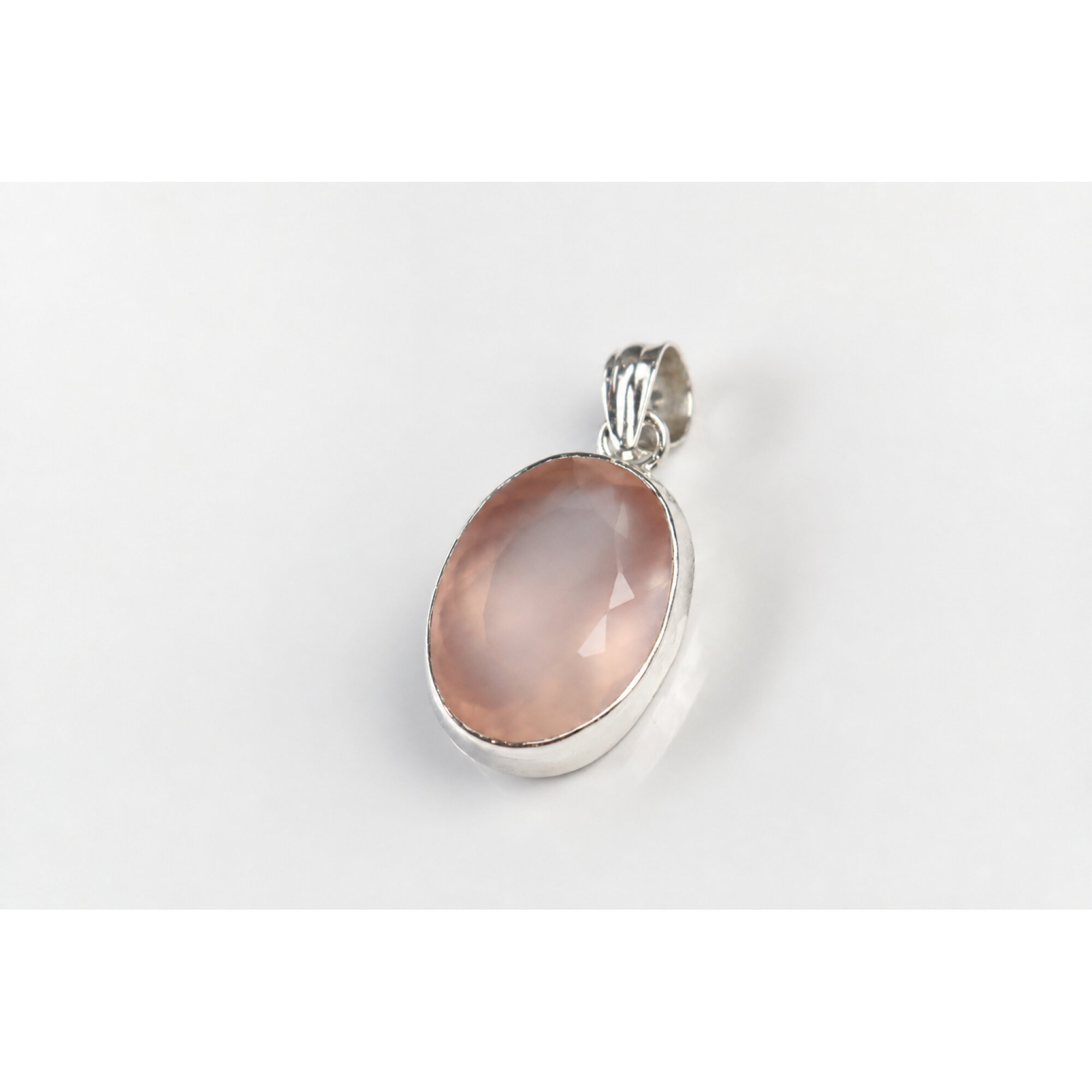 Clear Pink Natural rose quartz oval 925 Sterling Silver Pendant 46 mm – photo 4
