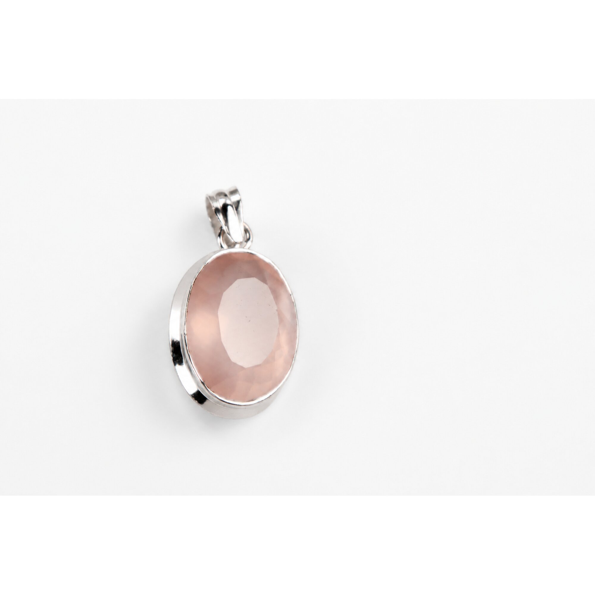 Clear Pink Natural rose quartz oval 925 Sterling Silver Pendant 46 mm – photo 9