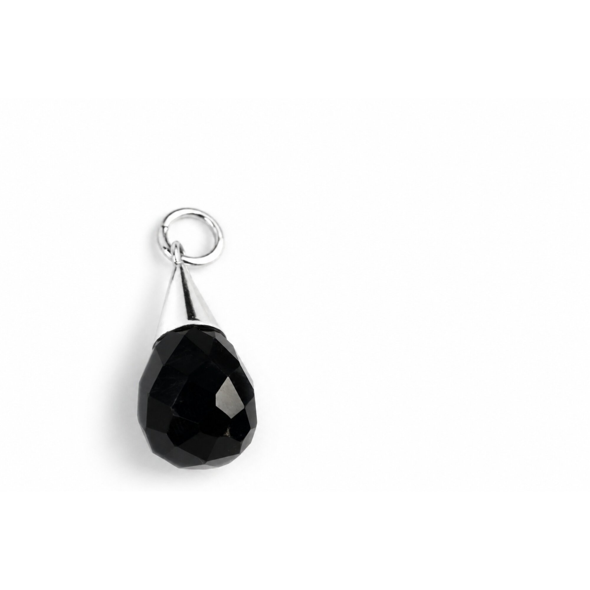 Clear black onyx pear 925 Sterling Silver Pendant 43 mm – photo 3