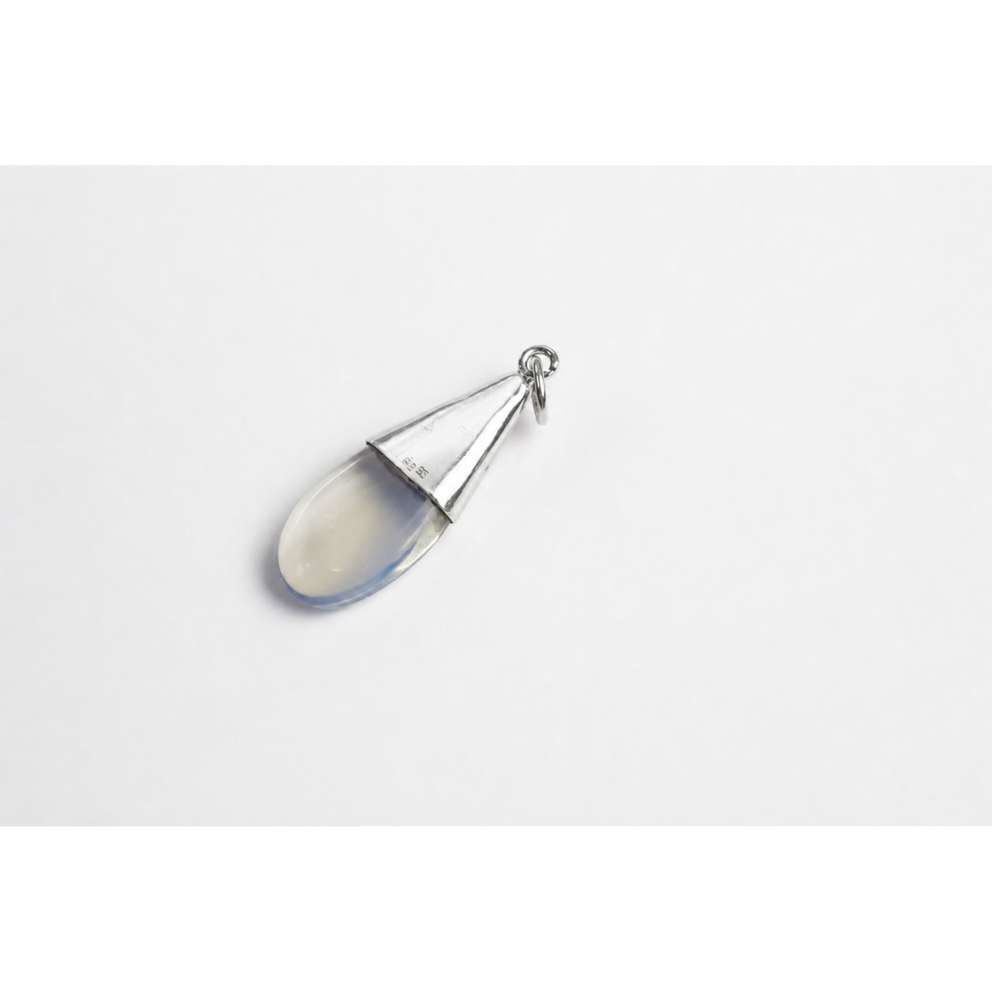 Clear white blue Opalite teardrop 925 Sterling Silver Pendant 38 mm – photo 6