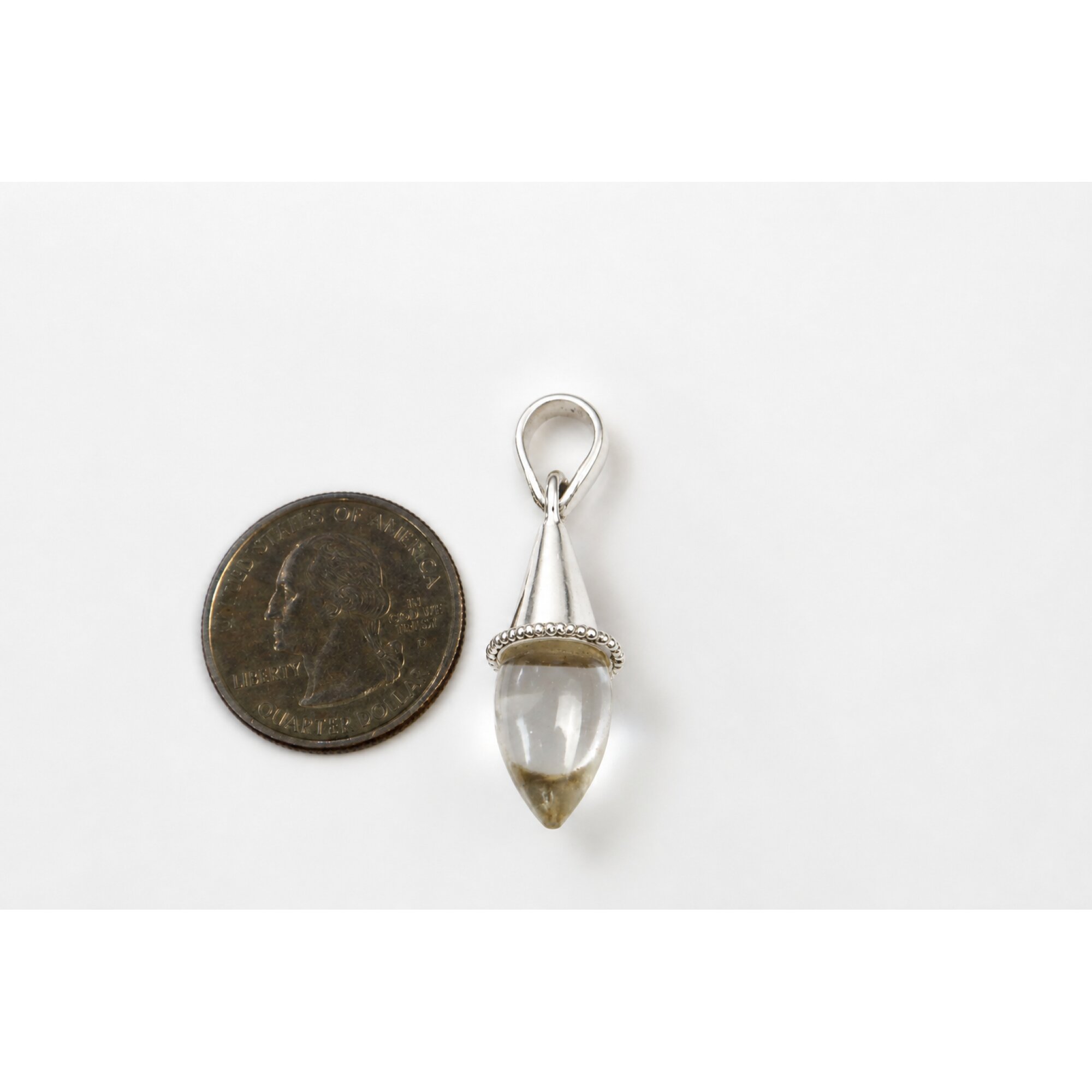 clear Rock Crystal teardrop 925 Sterling Silver Pendant 40 mm – photo 3