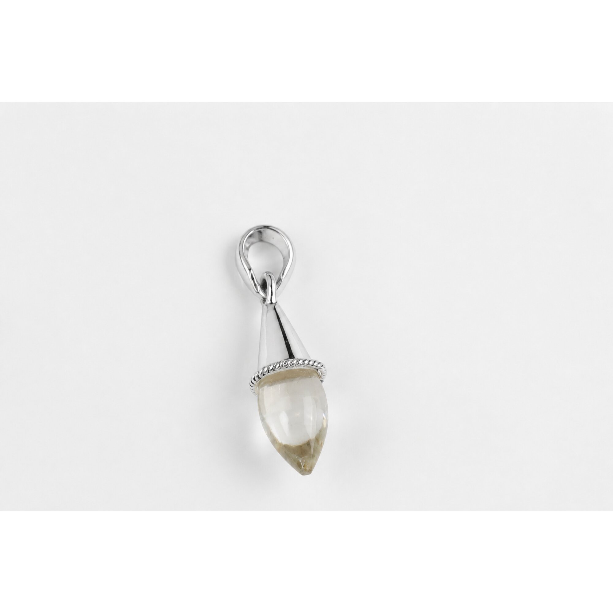 clear Rock Crystal teardrop 925 Sterling Silver Pendant 40 mm – photo 4