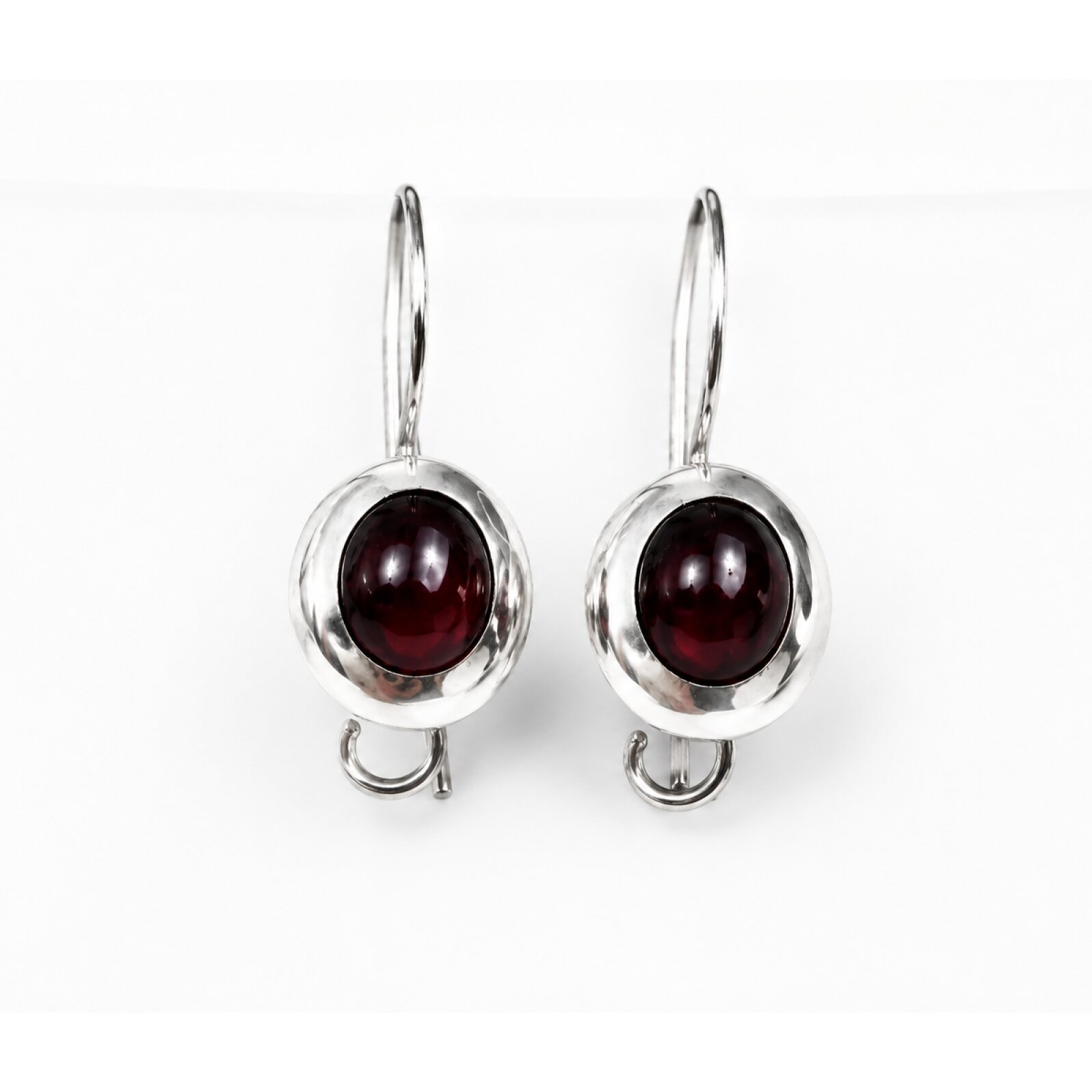 Clear red garnet round 18k Gold Plated On Sterling Silver Earrings 22 mm