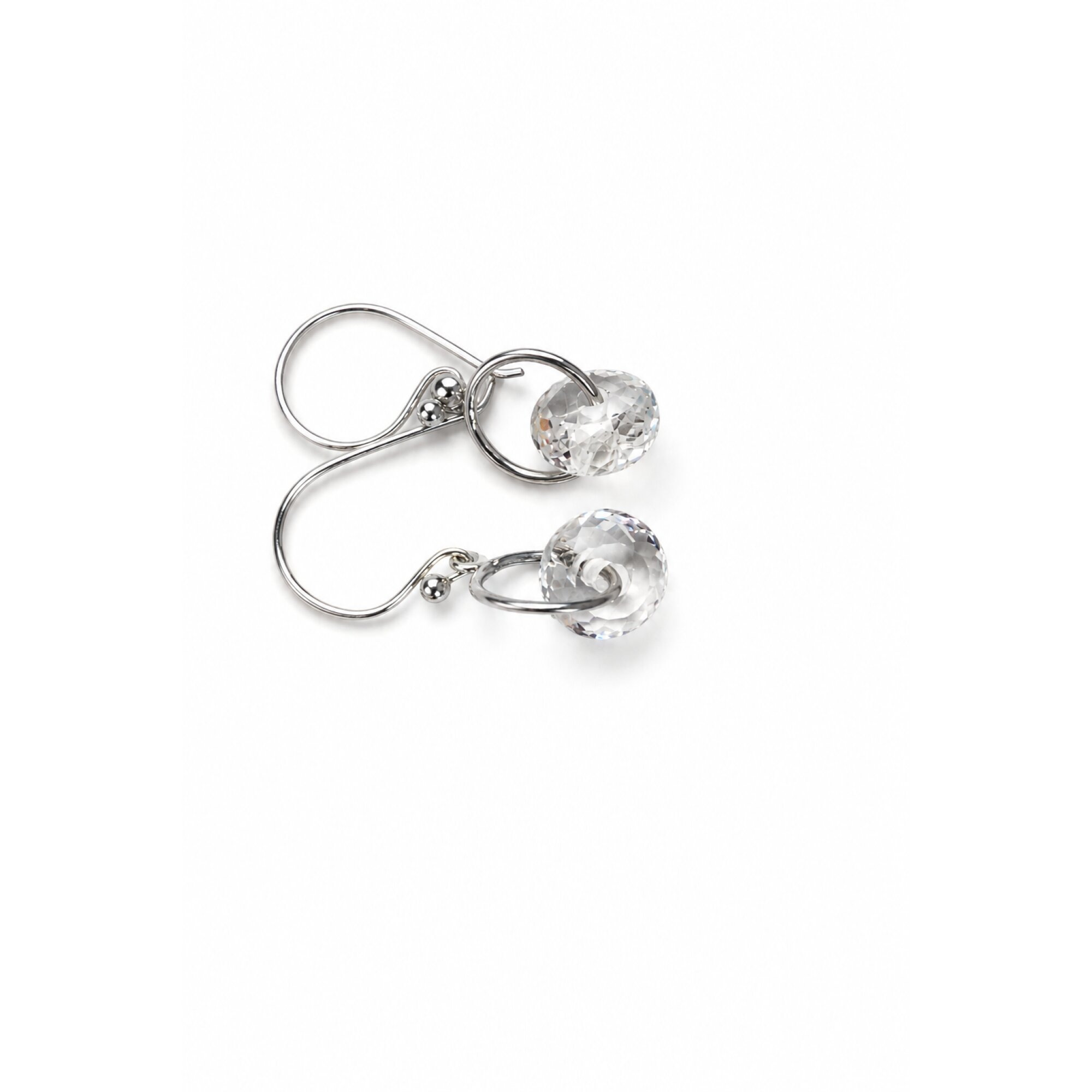 Clear white topaz Doughnut 925 Sterling Silver Earrings 33 mm – photo 4