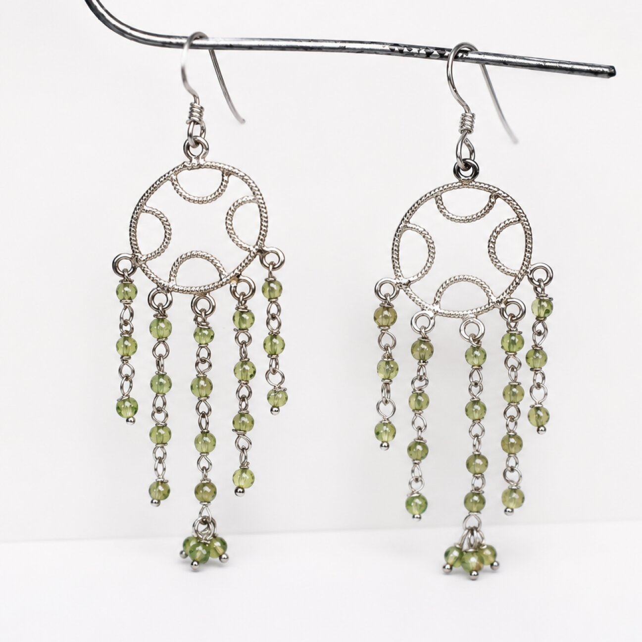 Clear green peridot candlelight 925 Sterling Silver Earrings 74 mm