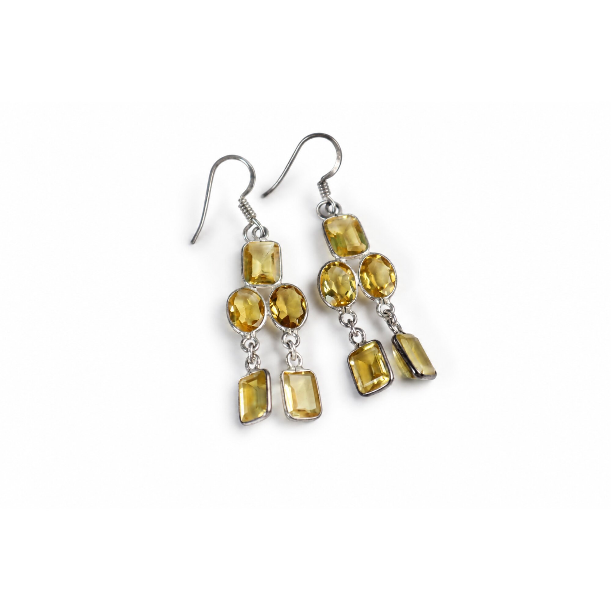 Clear yellow Natural citrine rectangle/oval 925 Sterling Silver Earrings 51 mm – photo 5