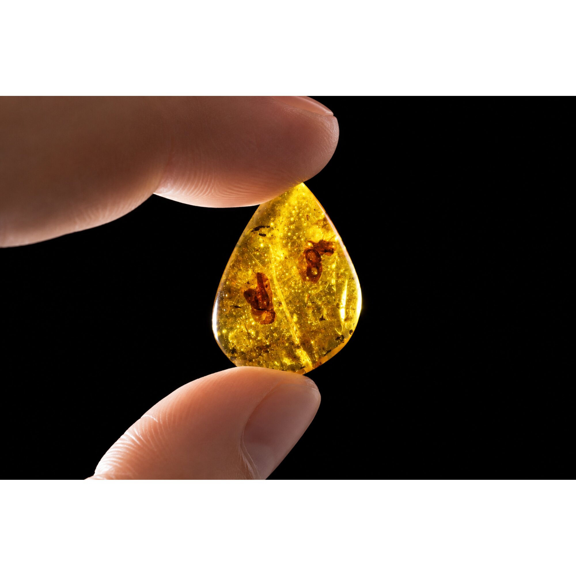 Translucent orange yellow Natural Dominican Amber teardrop Polished Stone 26 mm – photo 2