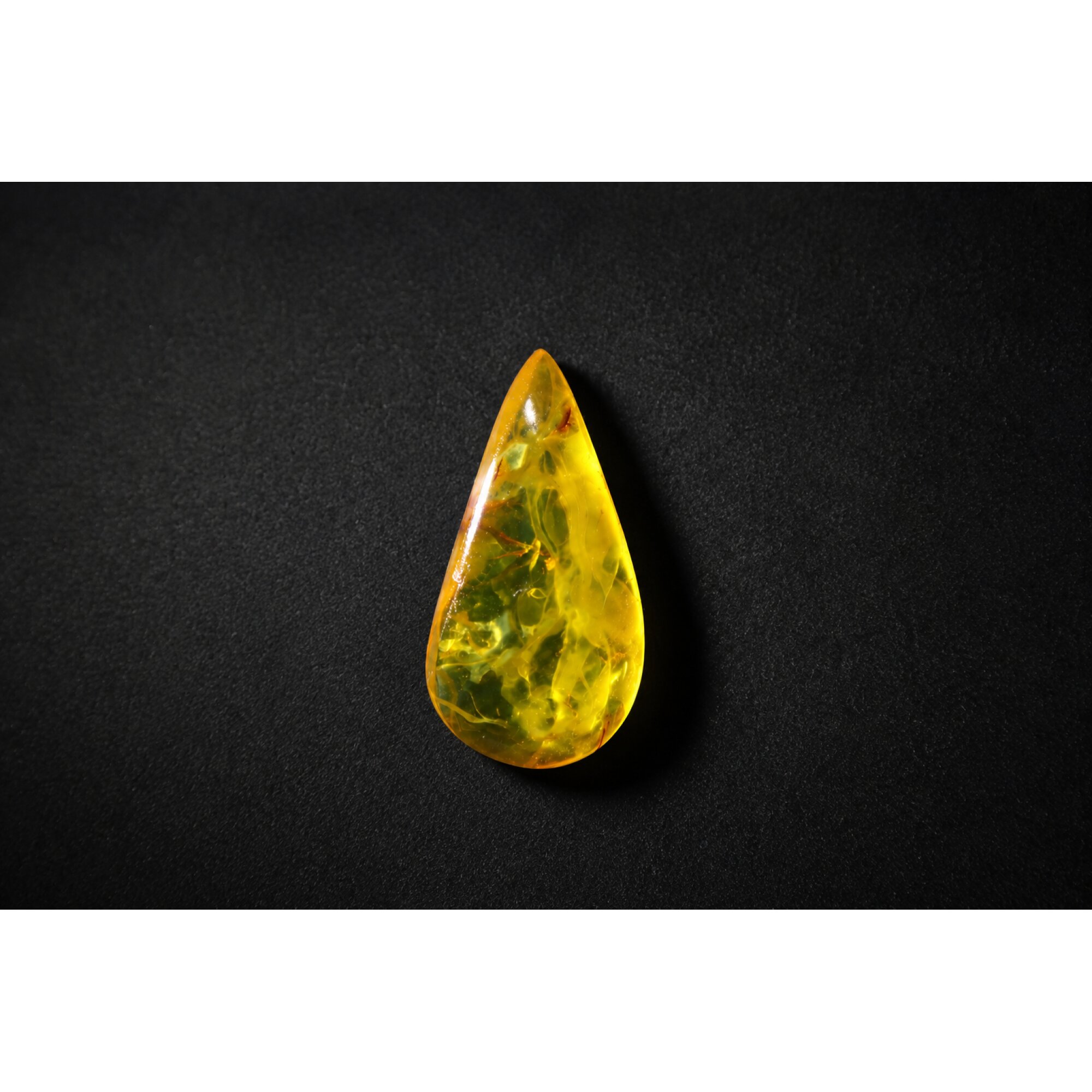 Clear yellow orange Natural Dominican Amber teardrop Polished Stone 27 mm – photo 3