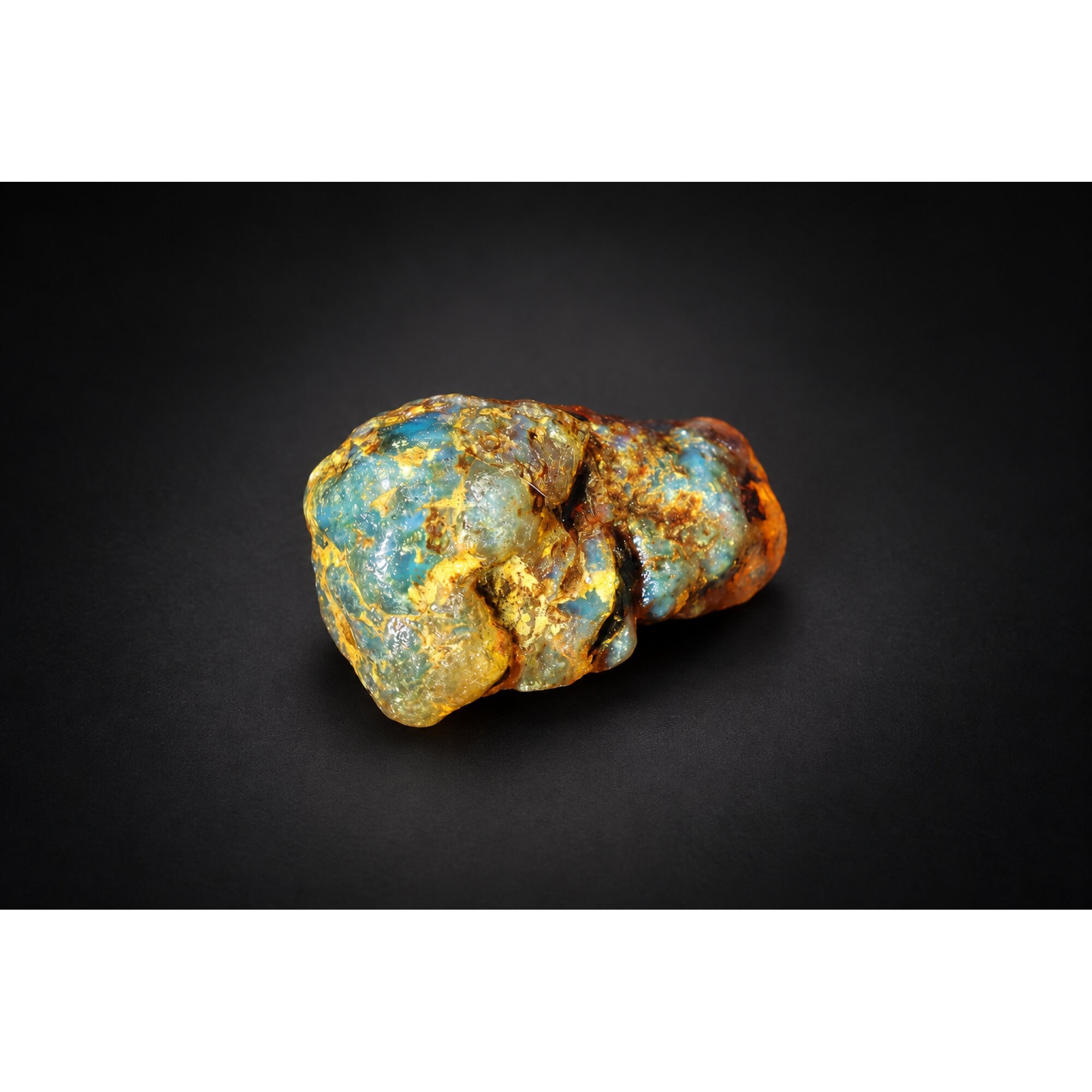 Clear yellow blue Natural Dominican Amber raw 925 Sterling Rough Specimen 41 mm – photo 2