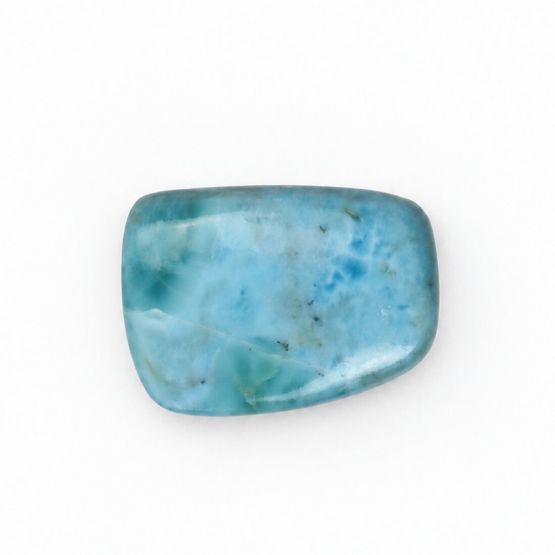 Artisan crafted sea blue polished Dominican Larimar 26mm
