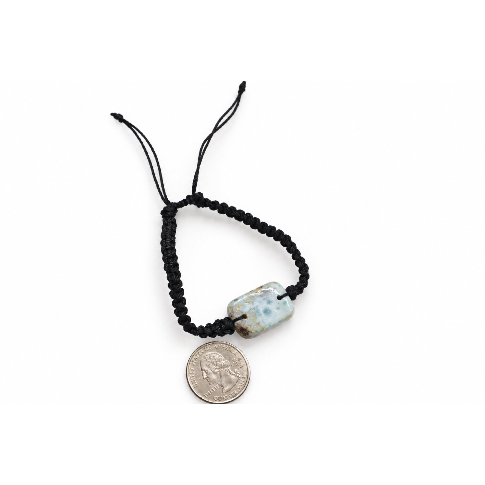 Artisan made red blue Dominican Larimar macrame bracelet 24mm – photo 5