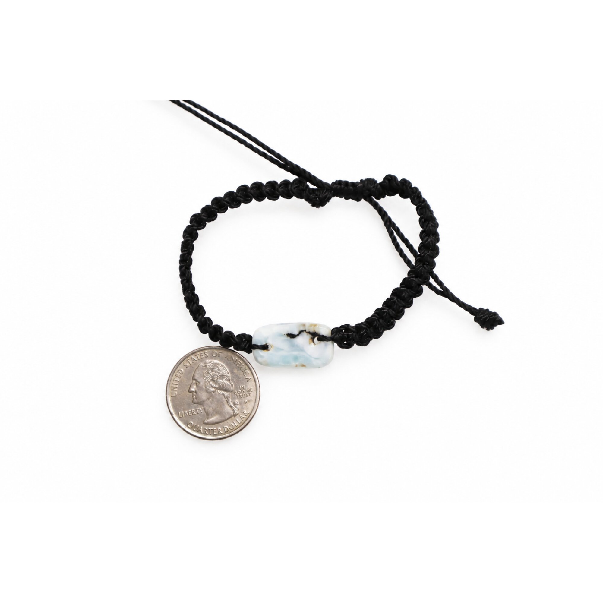 Handmade light blue Dominican Larimar macrame bracelet 20mm – photo 3