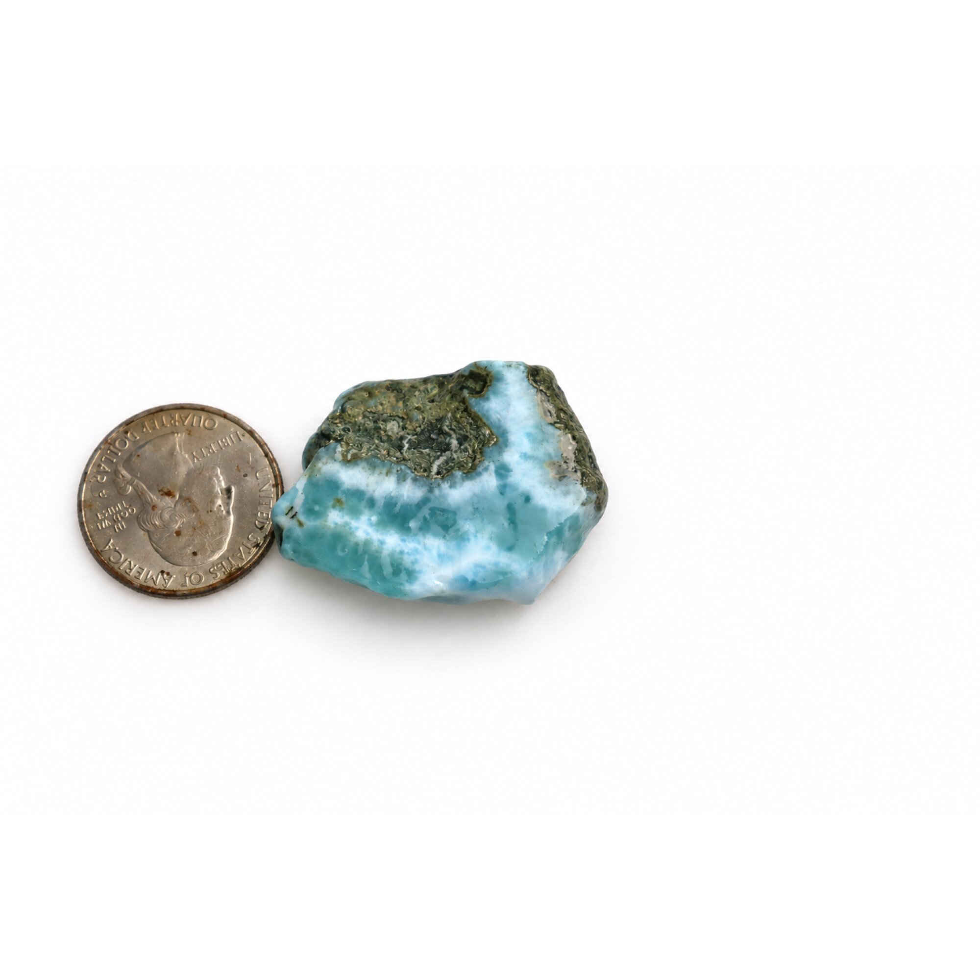 Untreated green blue rough Dominican Larimar 39mm – photo 3