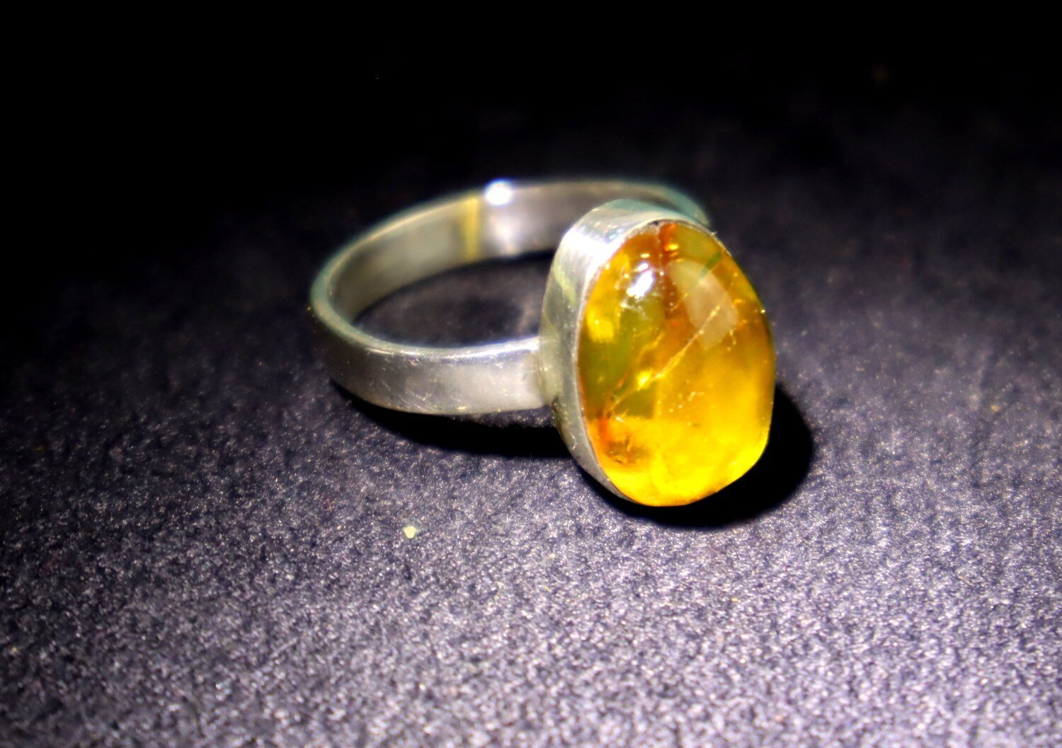 Beautiful Natural Clear Light Orange Amber .925 Sterling Silver Ring #6 – photo 7