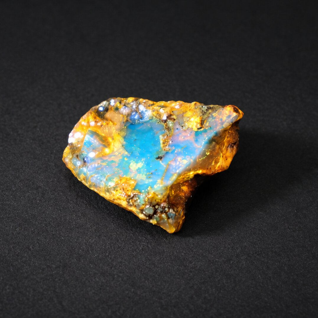 Real royal blue rough specimen Dominican amber 27mm