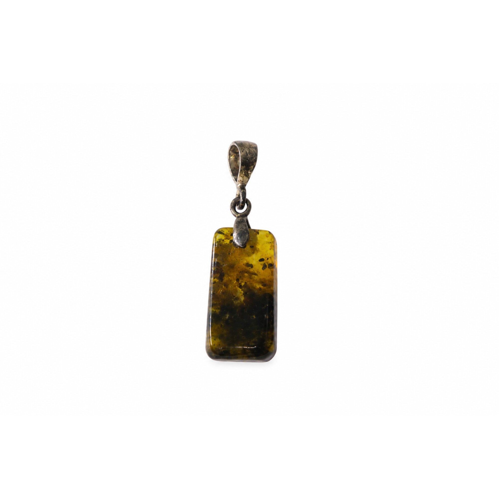 Artisan crafted dark yellow Dominican amber sterling silver pendant 33mm – photo 9