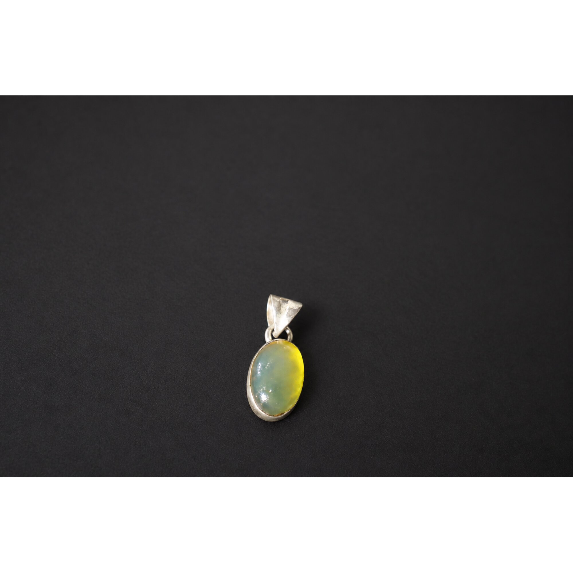 Hand finished light blue Dominican amber sterling silver pendant 23mm – photo 3