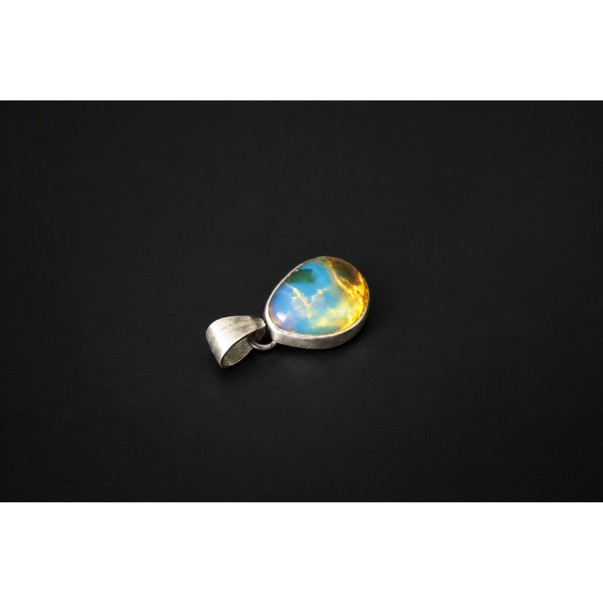 Genuine handcrafted sky blue Dominican amber sterling silver pendant 25mm – photo 6
