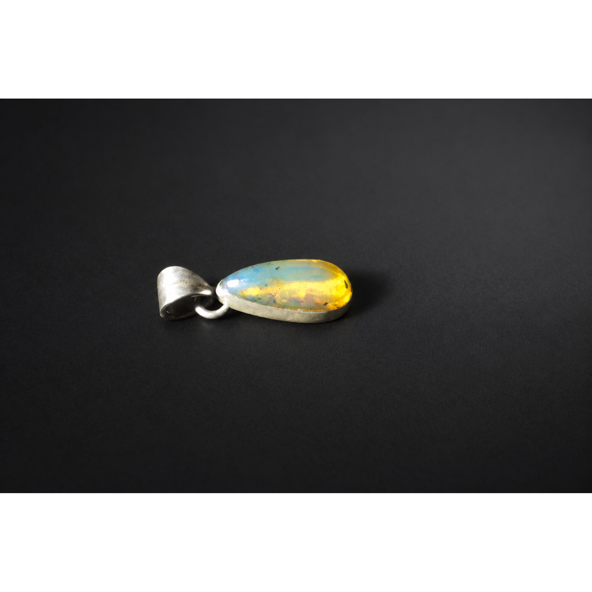Handcrafted sky blue Dominican amber sterling silver pendant 27.5mm – photo 3