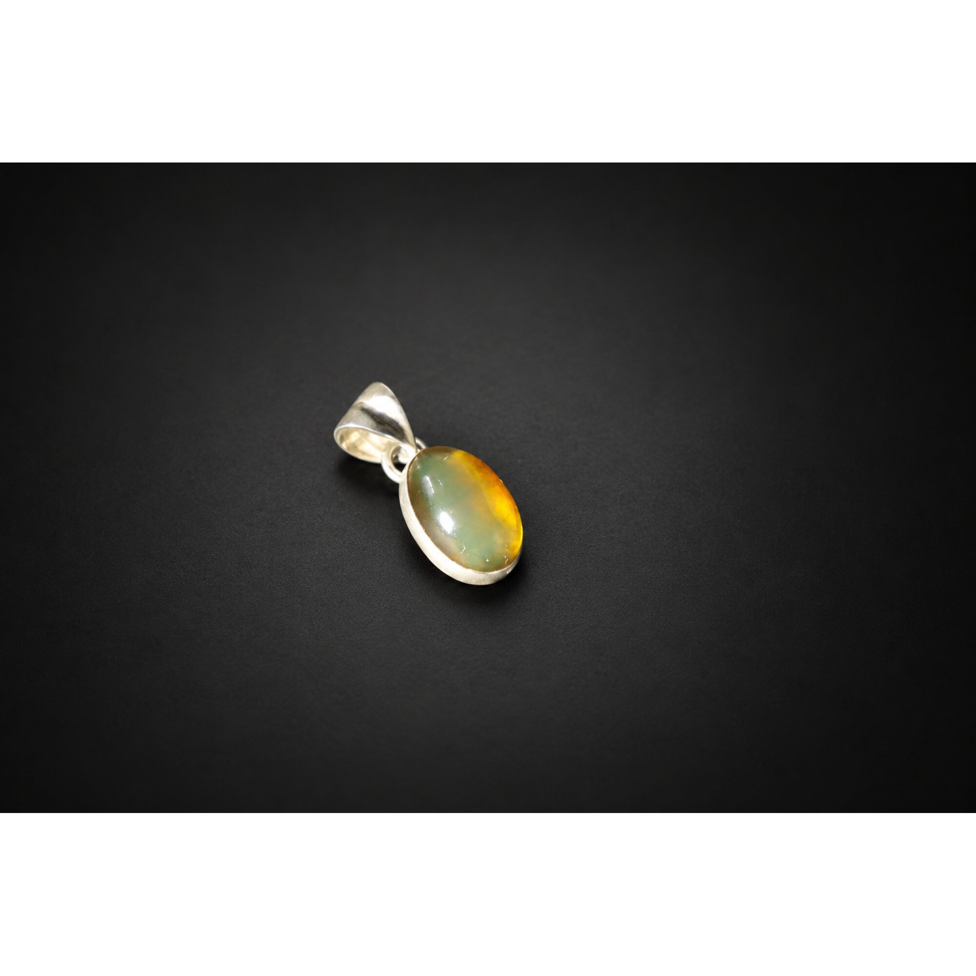Artisan crafted orange green Dominican amber sterling silver pendant 20.5mm – photo 6