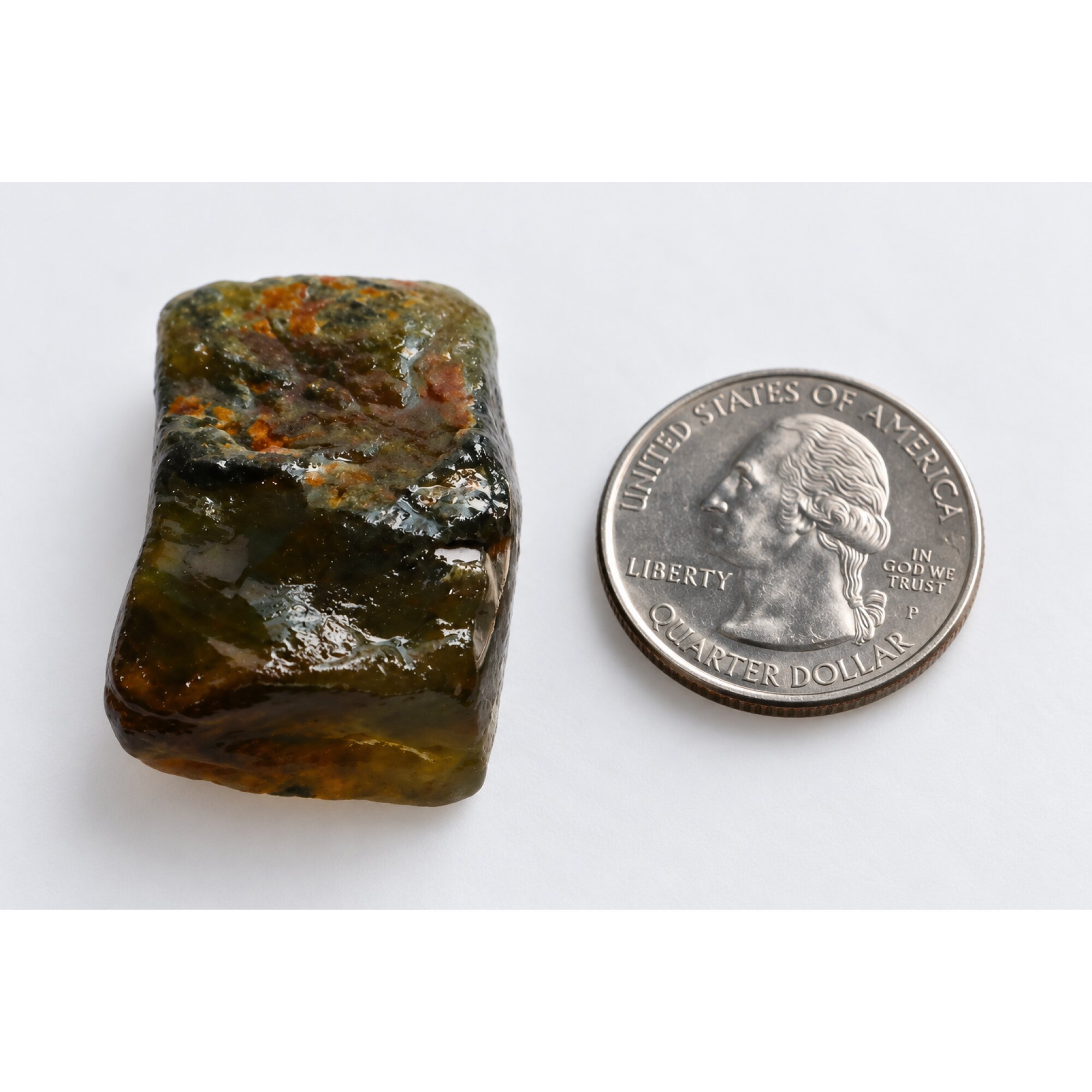 Naturally formed orange blue rough specimen Dominican amber 38mm – photo 7