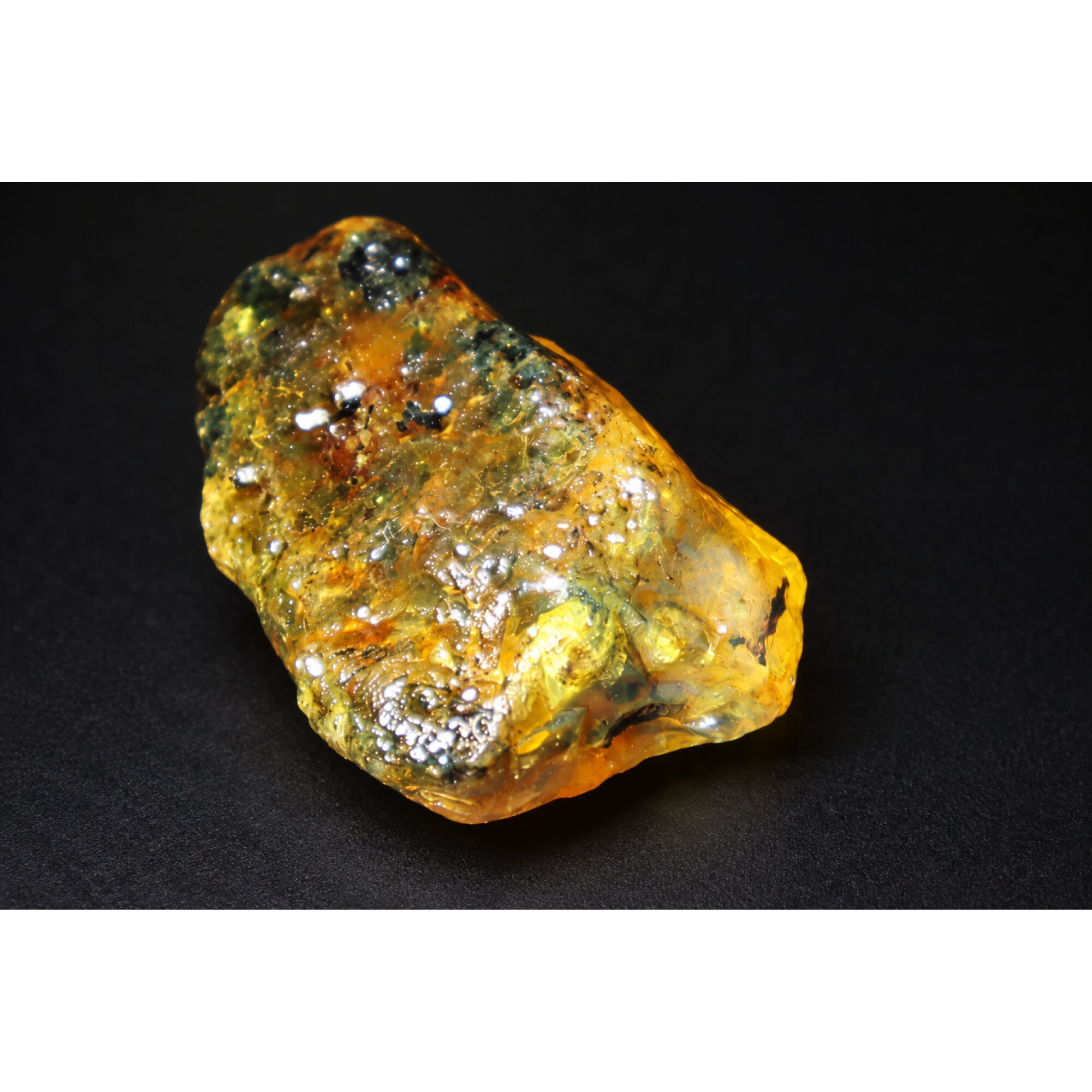 Genuine yellow blue rough specimen Dominican amber 41mm – photo 8