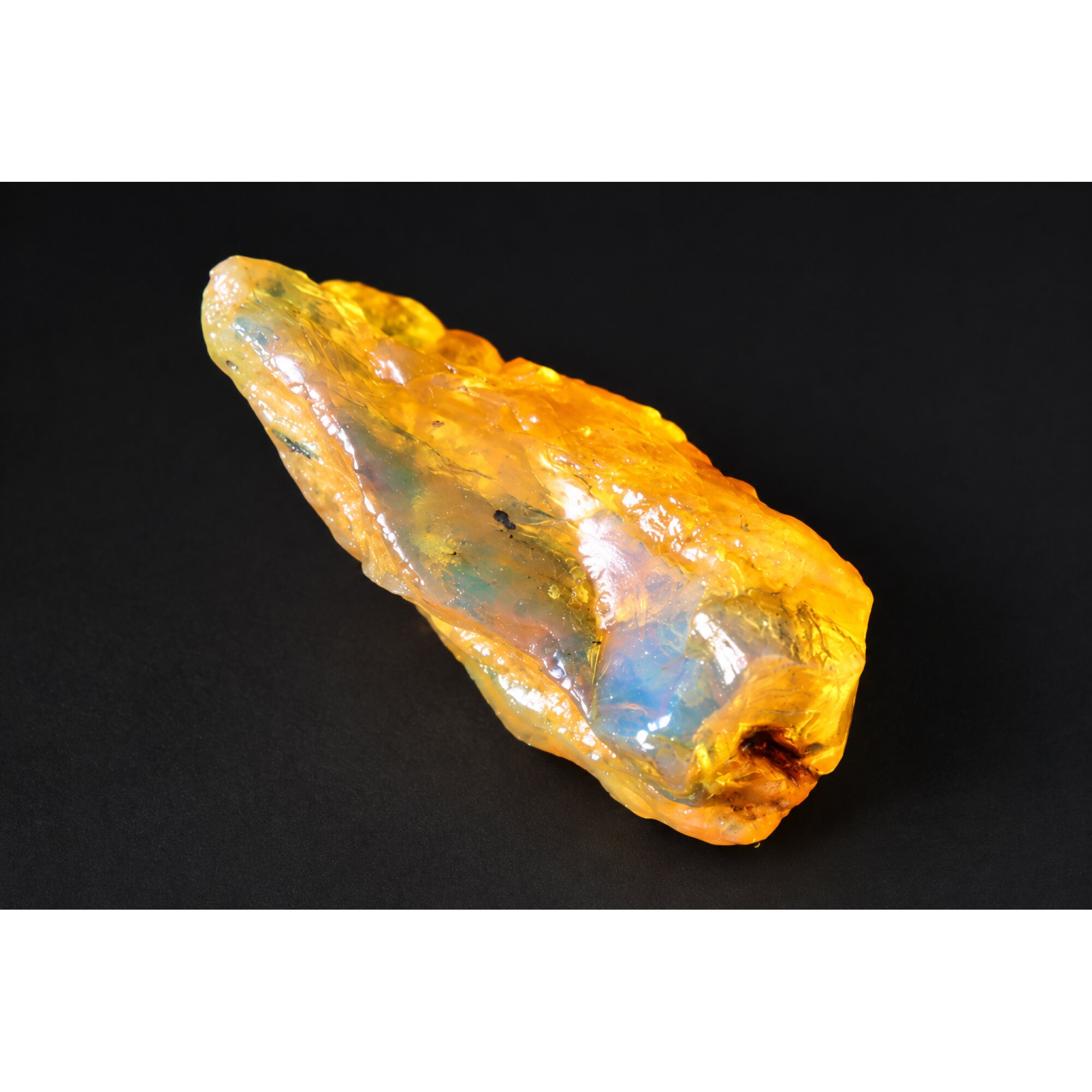 Genuine orange blue rough specimen Dominican amber 43mm – photo 14