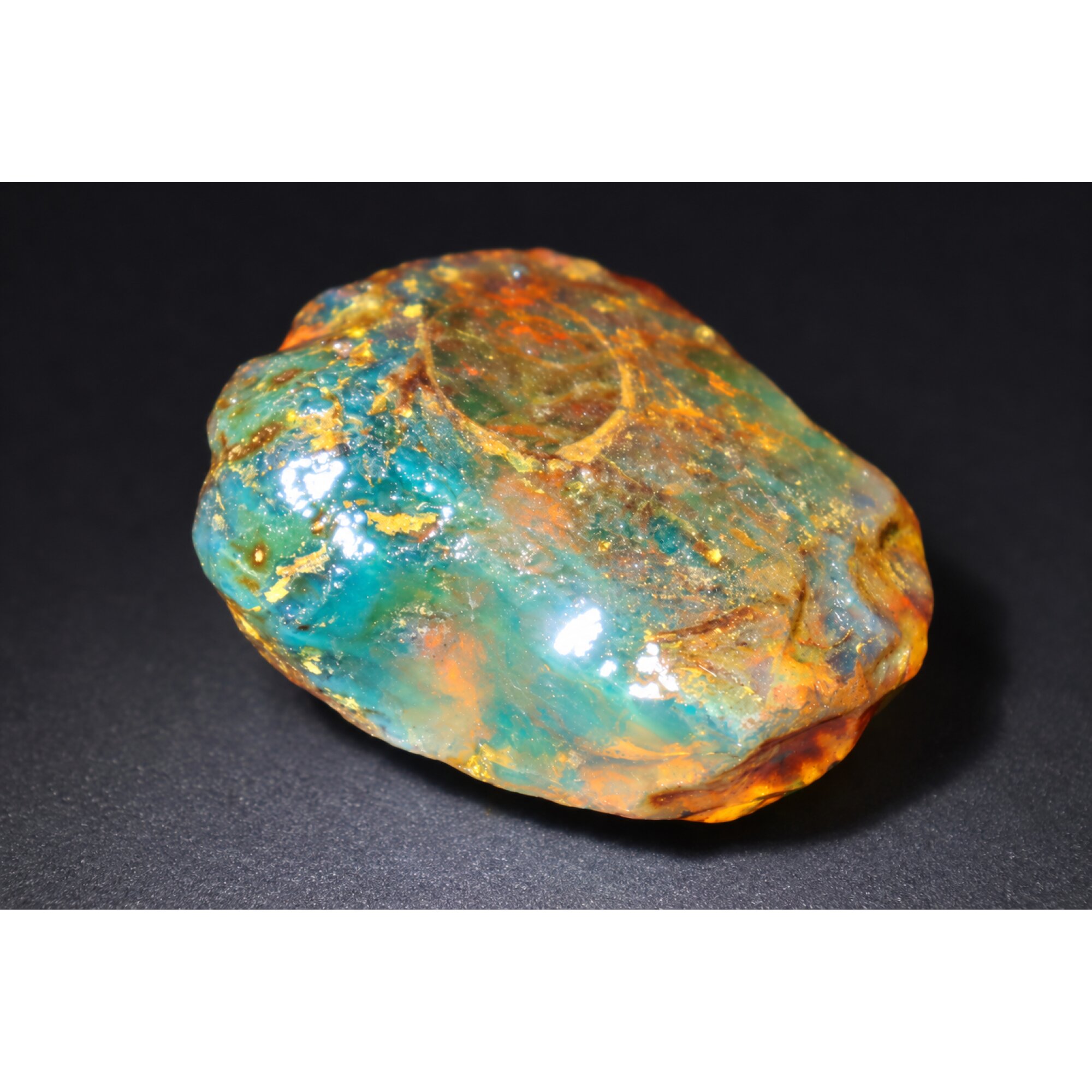 Real orange blue rough specimen Dominican amber 44mm – photo 8