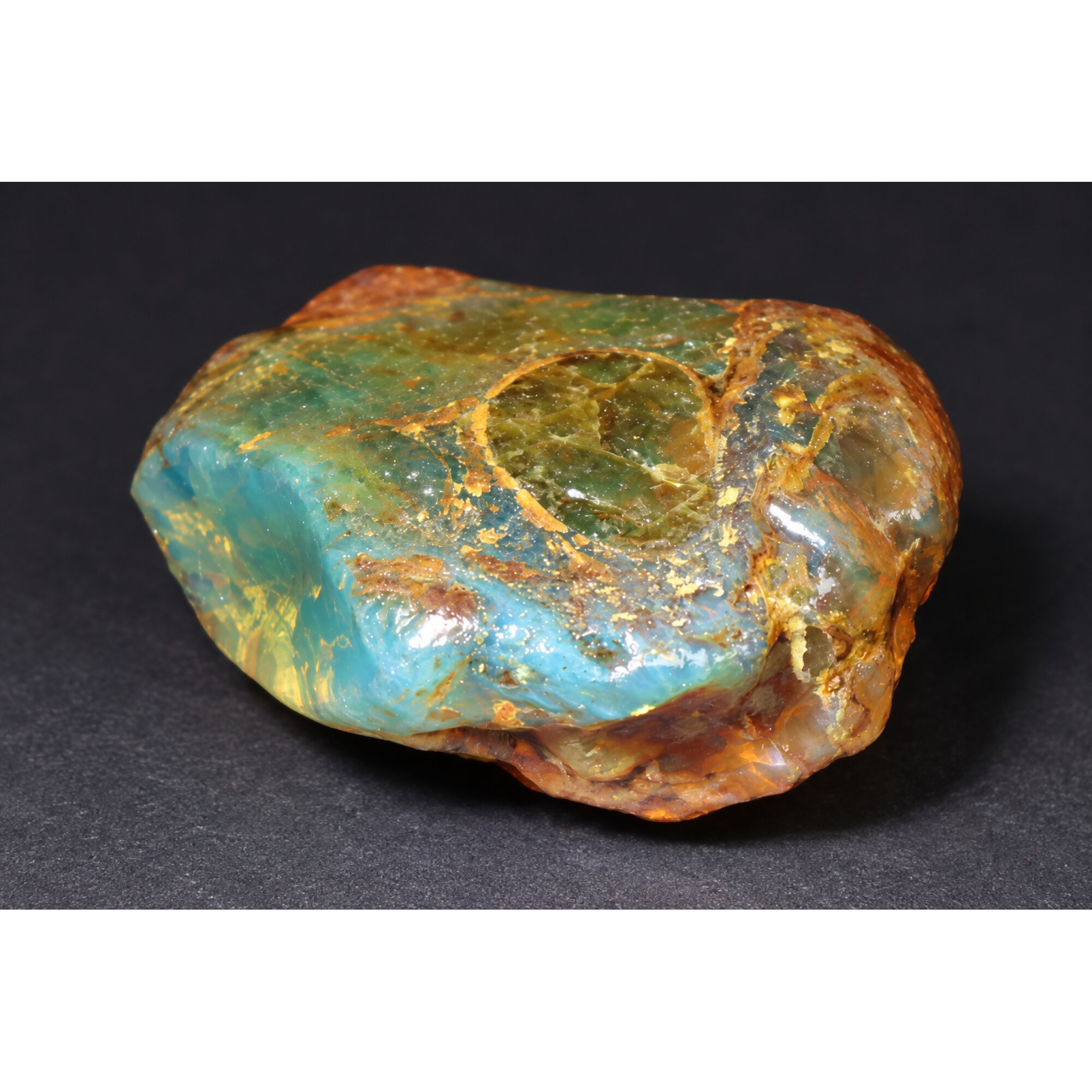 Real orange blue rough specimen Dominican amber 44mm – photo 10