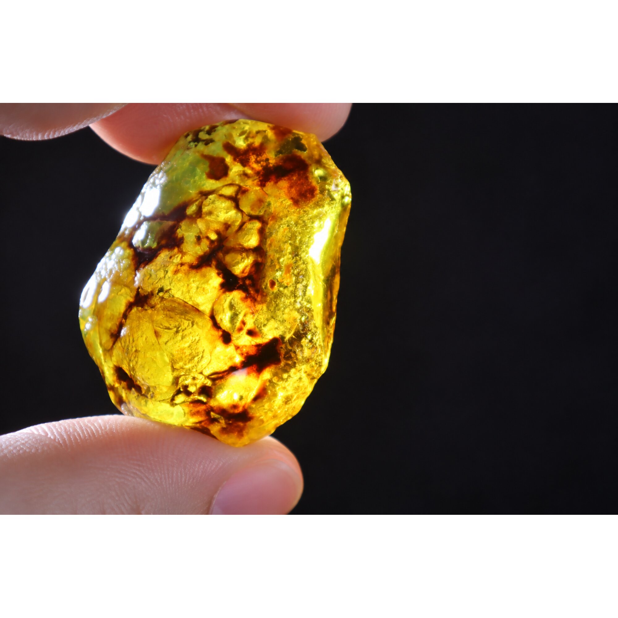 Real orange blue rough specimen Dominican amber 44mm – photo 14