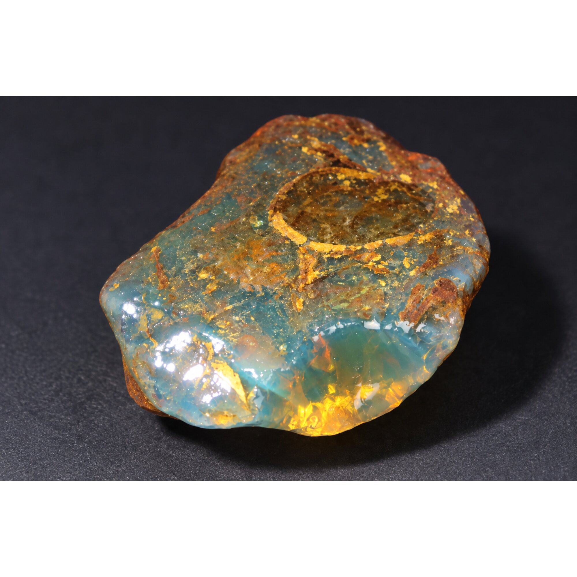 Real orange blue rough specimen Dominican amber 44mm – photo 16