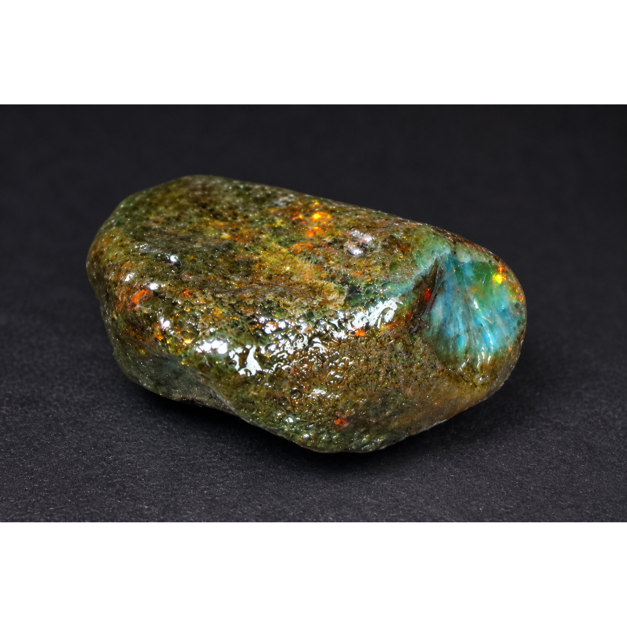 Authentic red peel blue rough specimen Dominican amber 42mm – photo 3